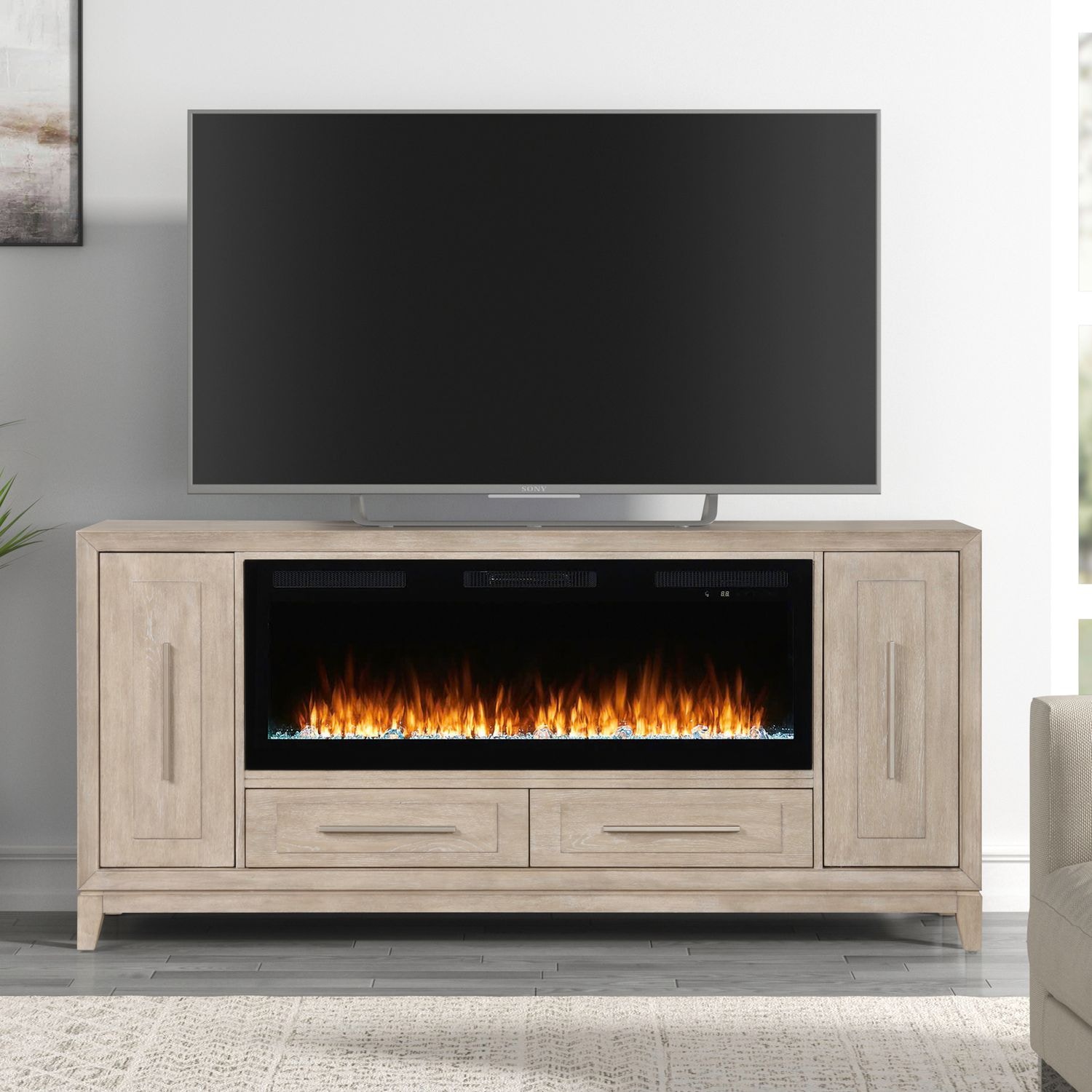 Liberty Furniture Living Room 789 80 Inch Console with Fire FTS