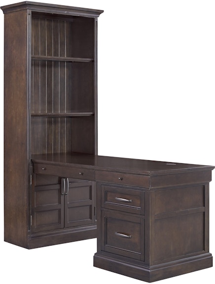Parker House Shoreman - Medium Roast Bookcase with Peninsula Desk SHO-3PC-LIB-DESK-MDR