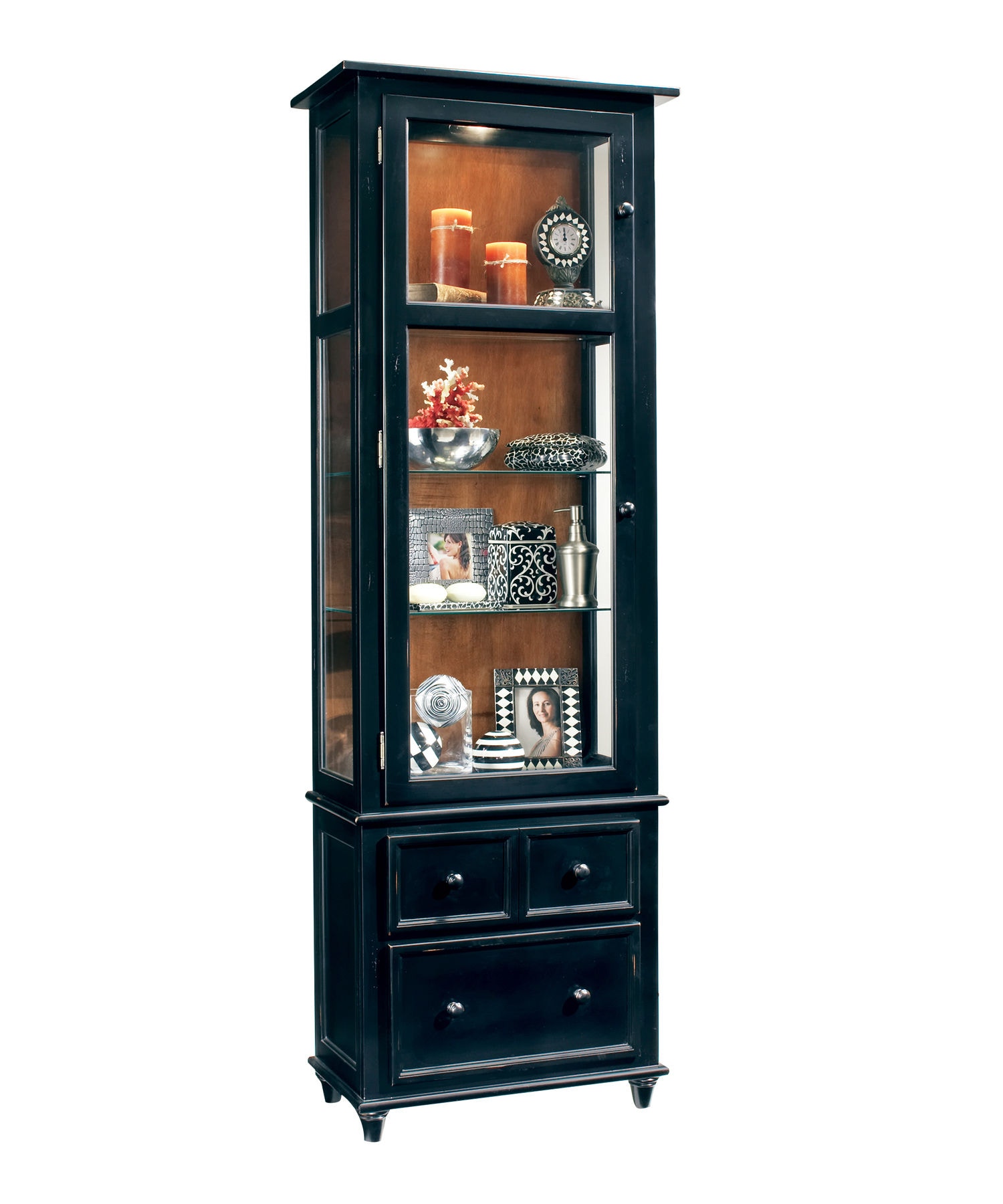 Glazed Living Room Lounge Dining Room Black Trophy Display Cabinet