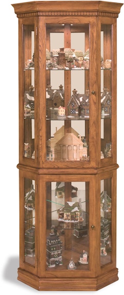Philip Reinisch Living Room Classic Oak Corner Curio Cabinet 45951