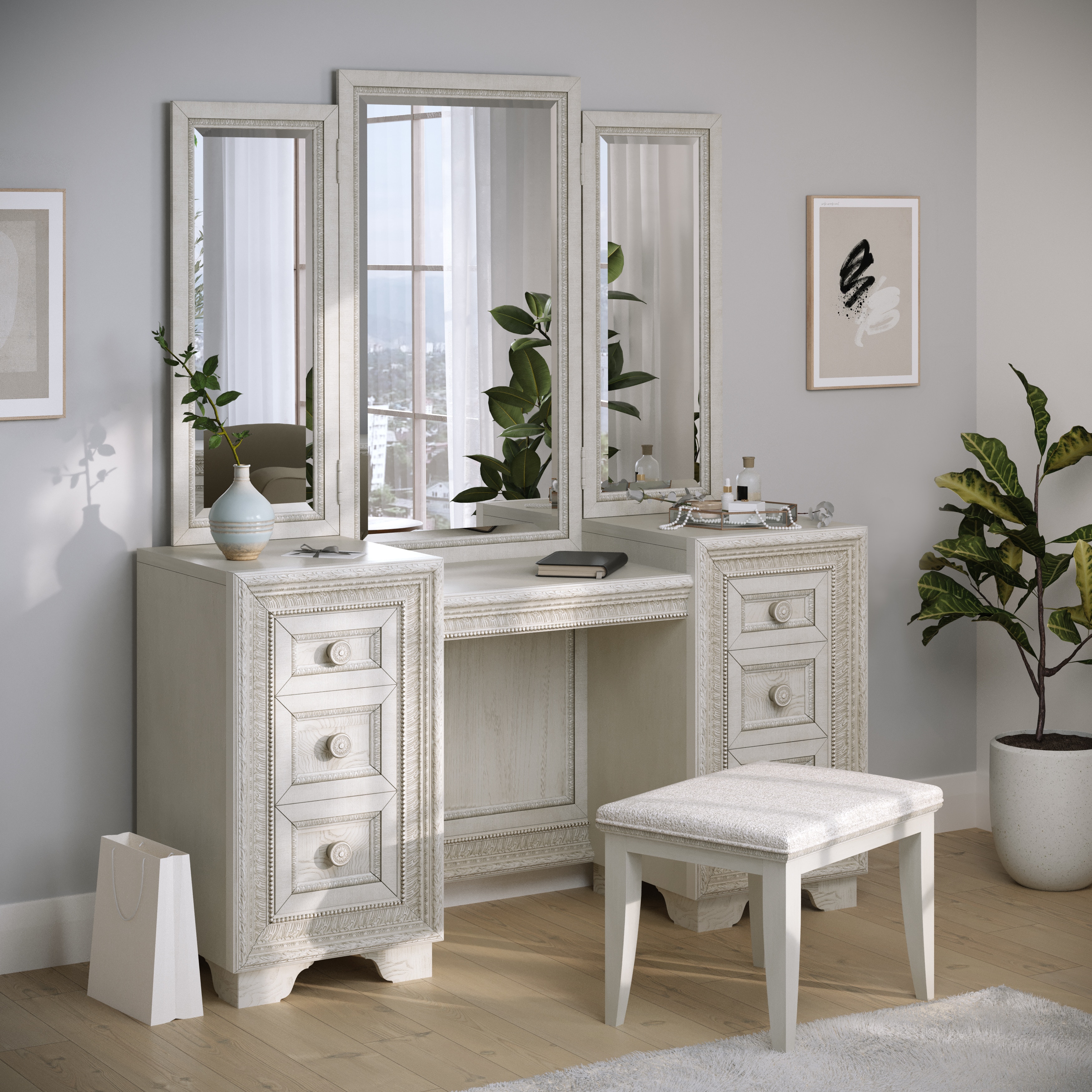 PFC Bedroom Camila 7 Drawer Vanity P269134S - Pulaski Furniture