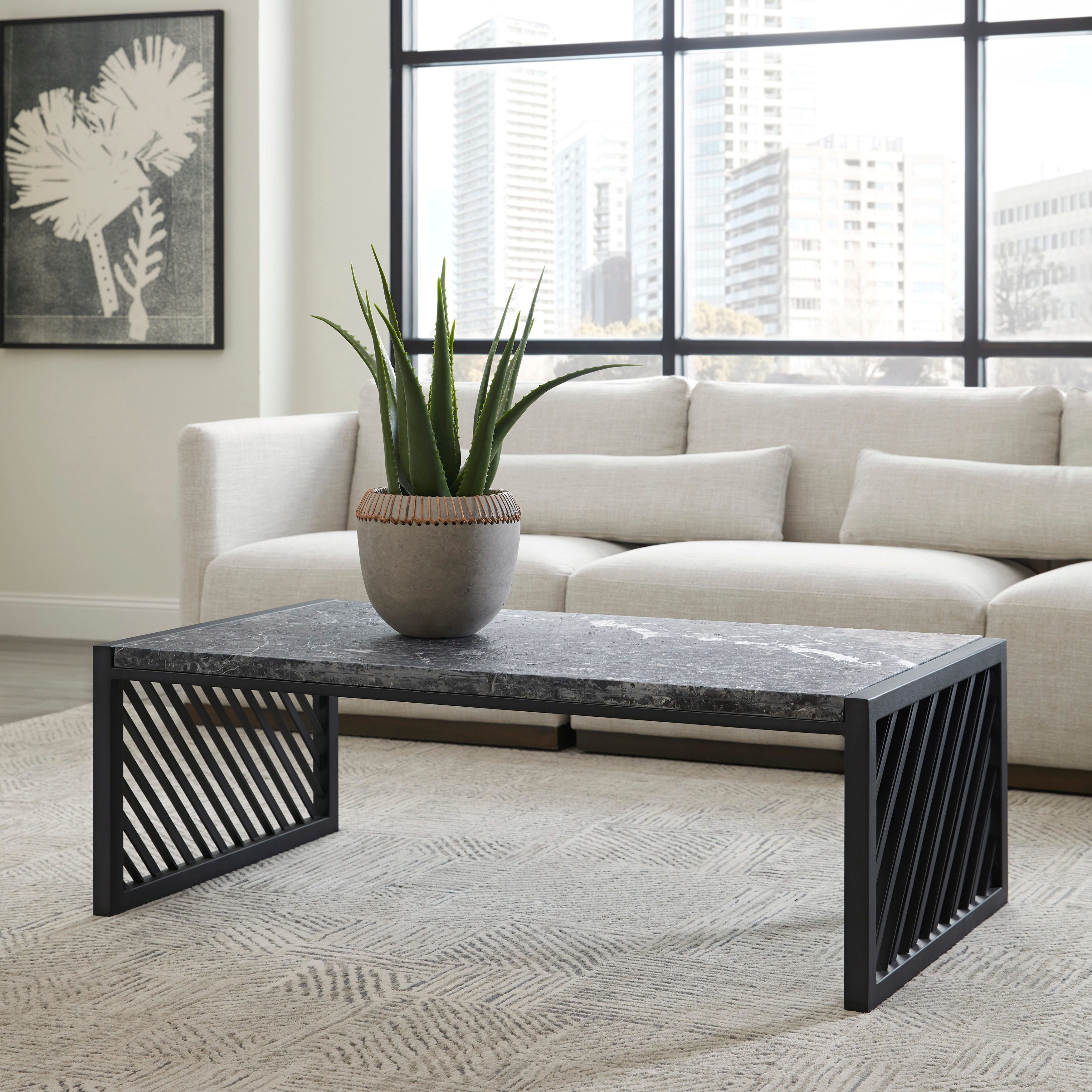 Modern Industrial Stone Top Cocktail Table PUP301728