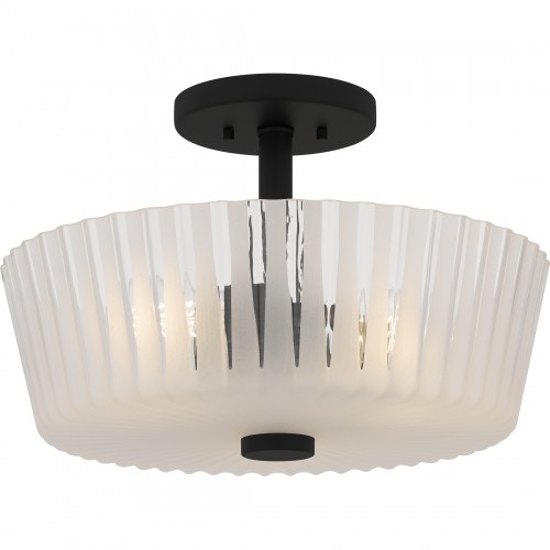  Gray 3-Light Matte Black Semi-Flush Mount 