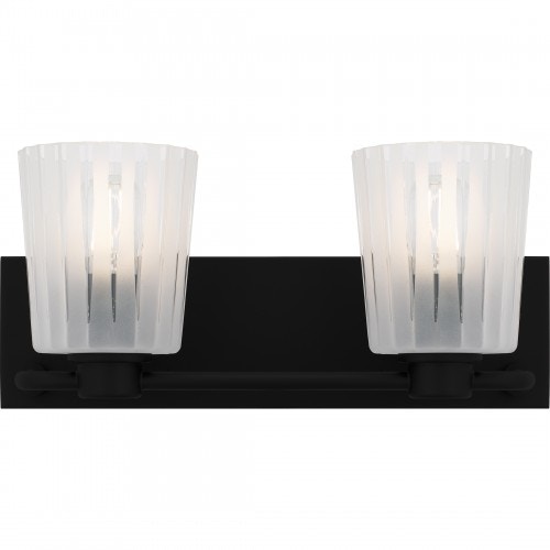  Gray 2-Light Matte Black Bath Light 