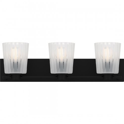  Gray 3-Light Matte Black Bath Light 