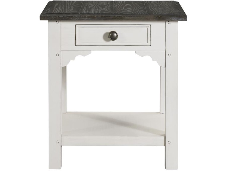 Riverside Grand Haven Feathered White/Rich Charcoal Square End Table 17209 17209