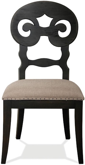 Riverside Mix-N-Match Rubbed Black Scroll Back Upholstered Side Chair 36652 36652