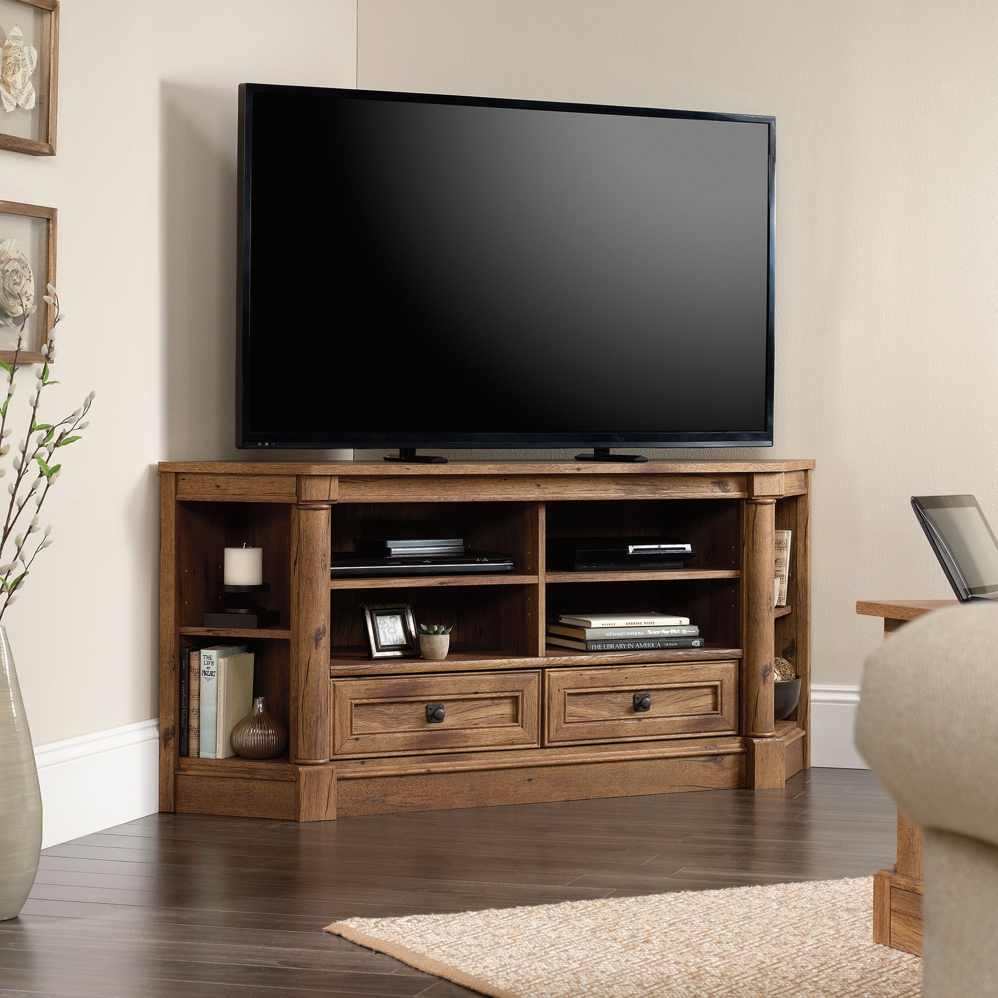 Sauder palladia deals corner entertainment credenza