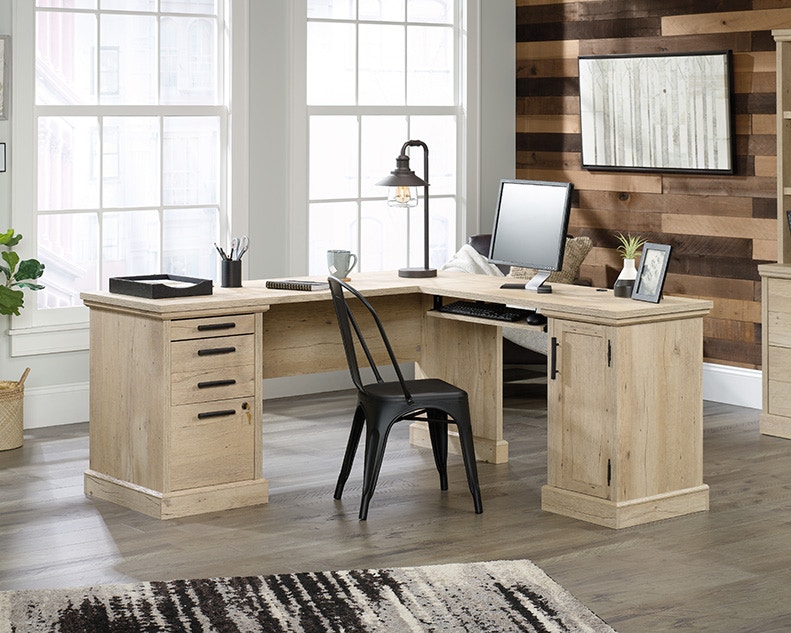 sauder l shaped desk storage