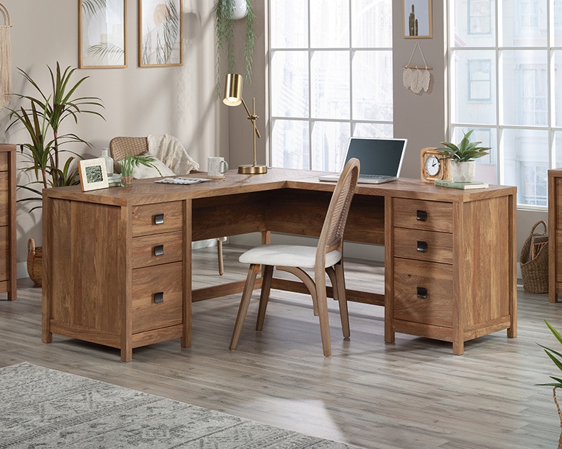 sauder l shaped desk storage