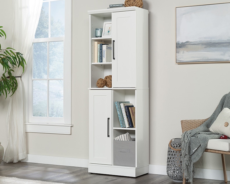 Sauder white pantry deals cabinet