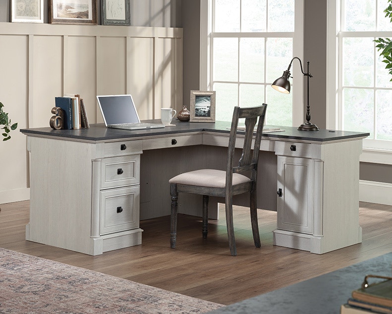 Shop our LShaped Home Office Desk in Glacier Oak by Sauder 432725