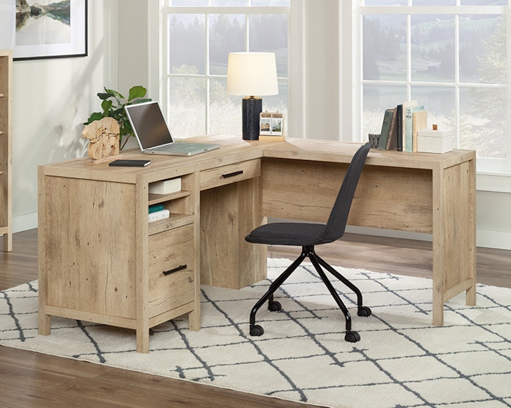 L-Shaped Home Office Desk in Prime Oak