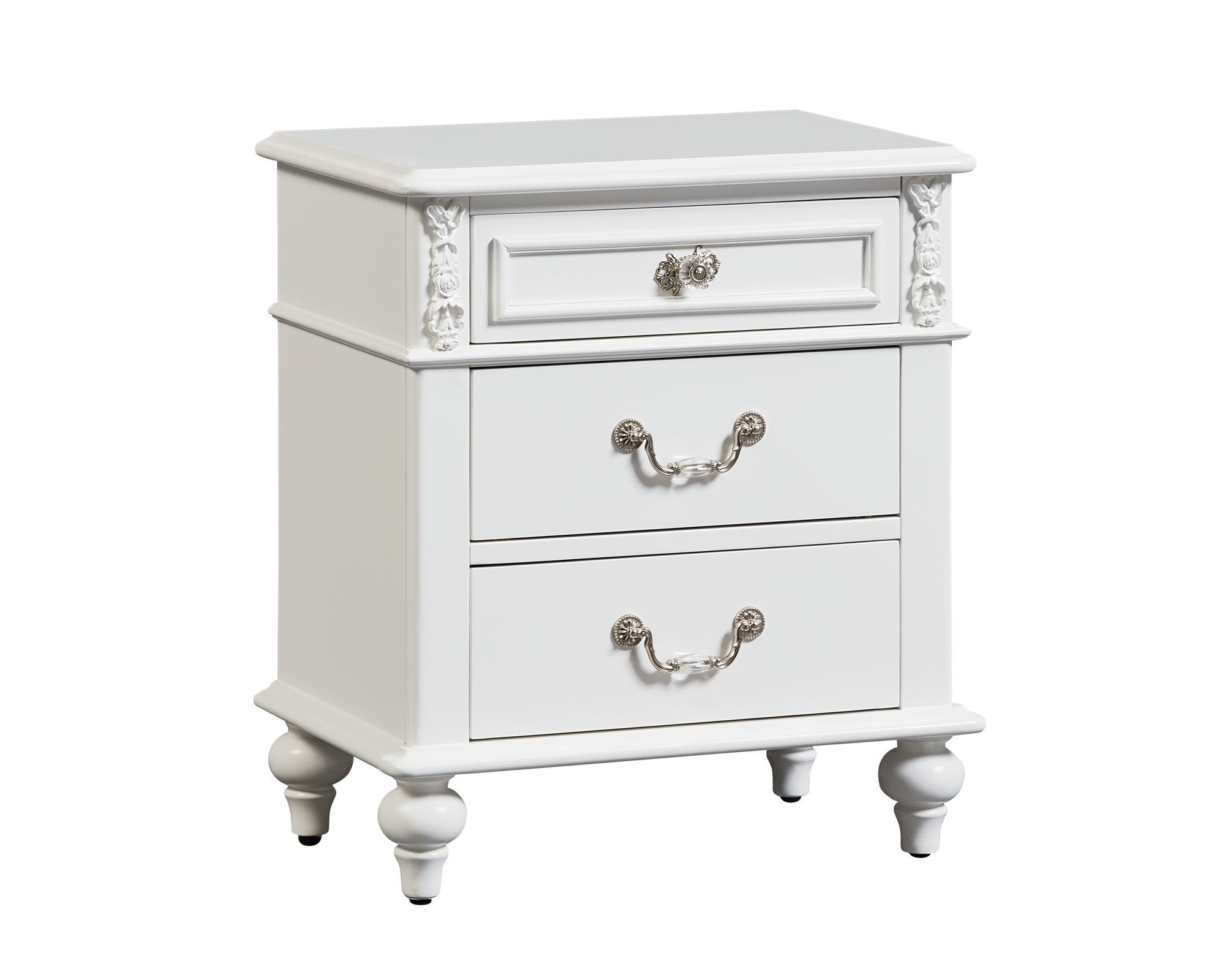 White Home Garden Standard Furniture Olivia 3 Drawer Nightstand