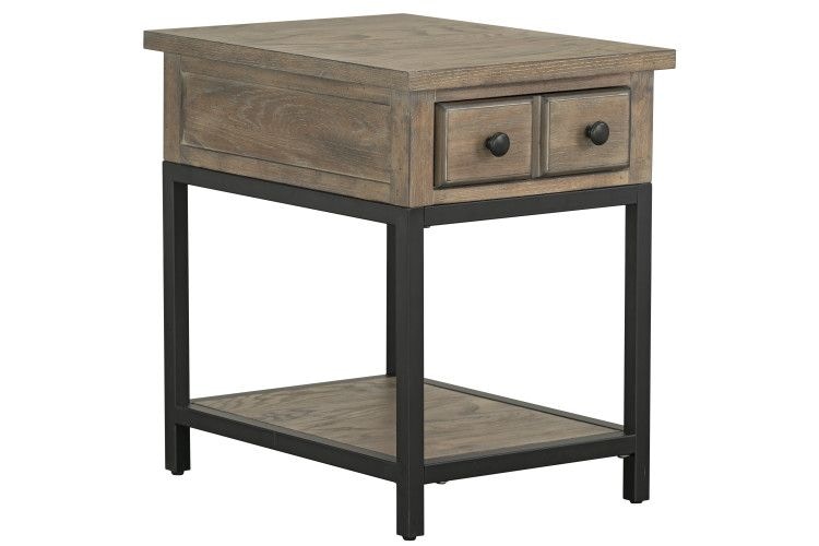 Standard Furniture Living Room Wayne Side Chair Table With Metal Base Brown 21055 Valeri