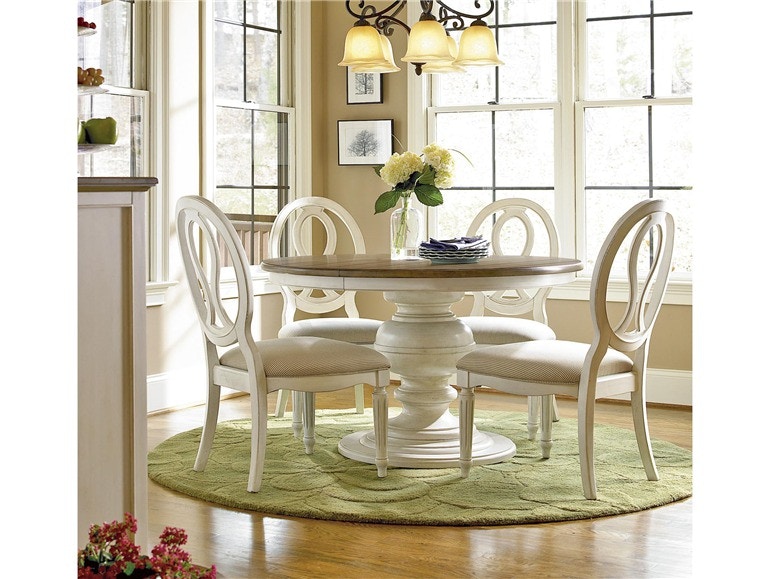 round dining table white chairs