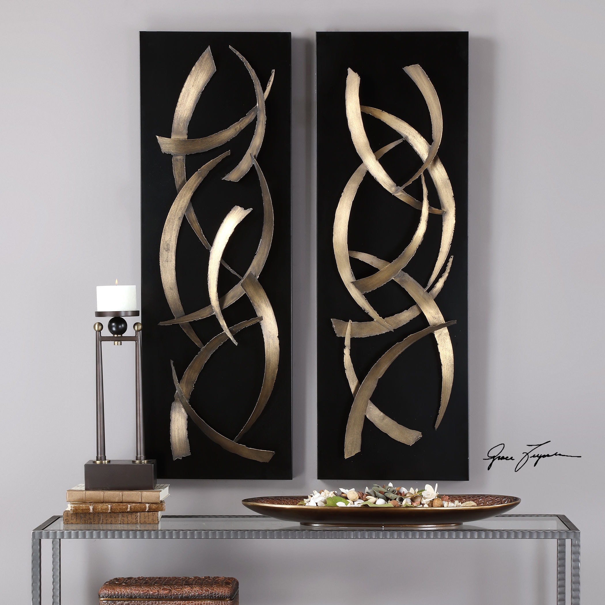 Uttermost Accessories Brushstrokes Metal Wall Art, S/2