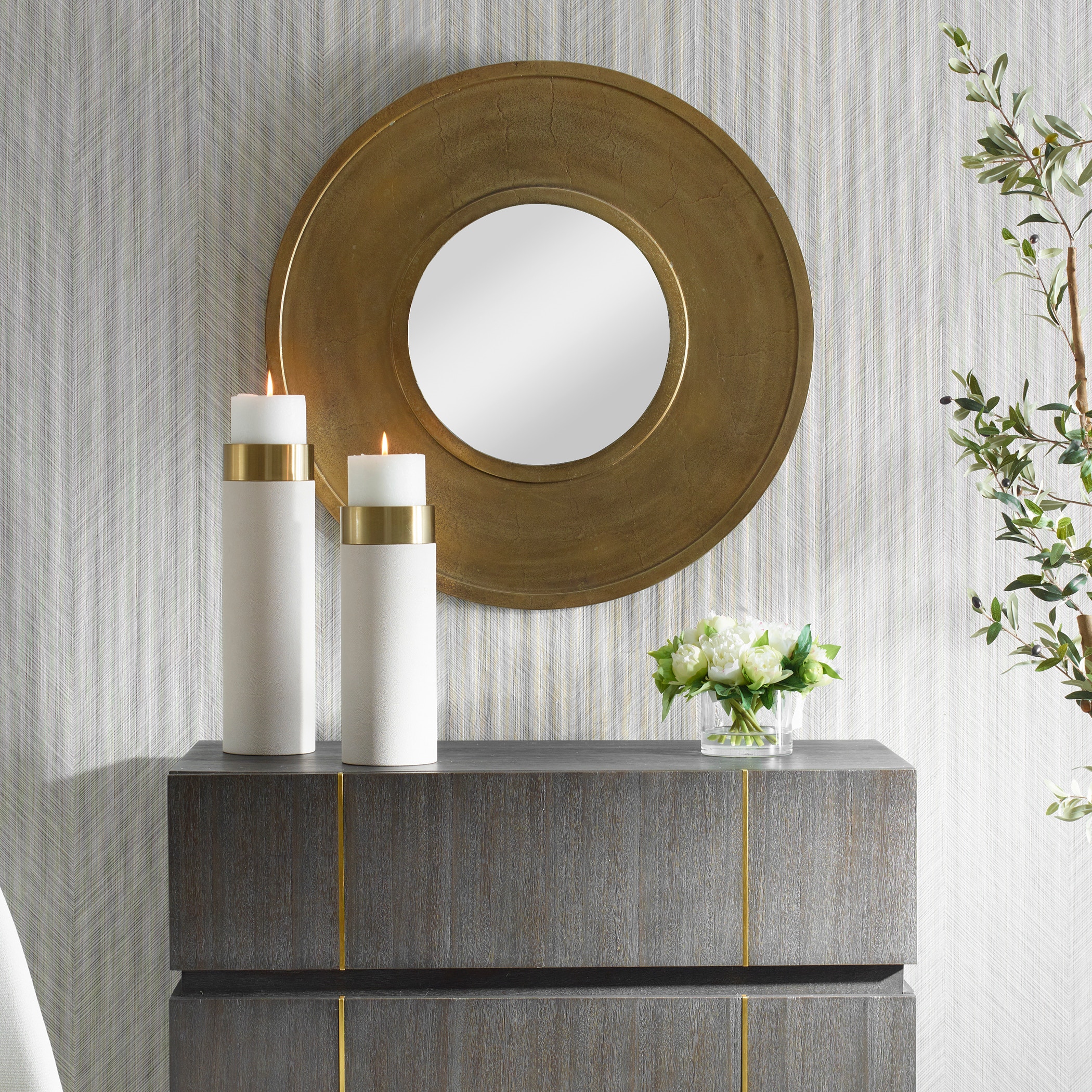 Uttermost Mirrors Axel Round Brass Mirror 07088 - Woodbridge