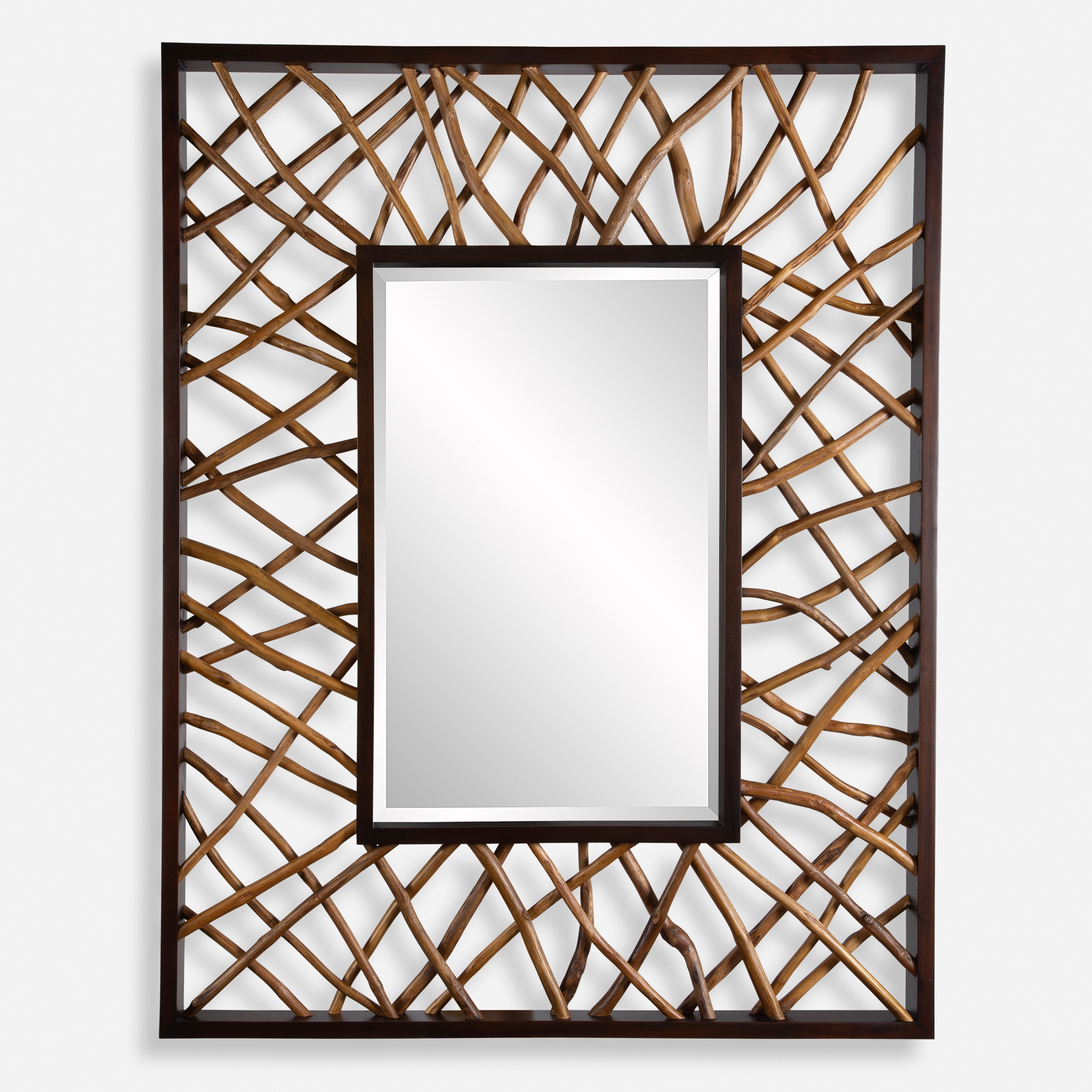 norrwood Uttermost Mirrors Teak Maze Rectangle Mirror 08184 at Norwood Furniture