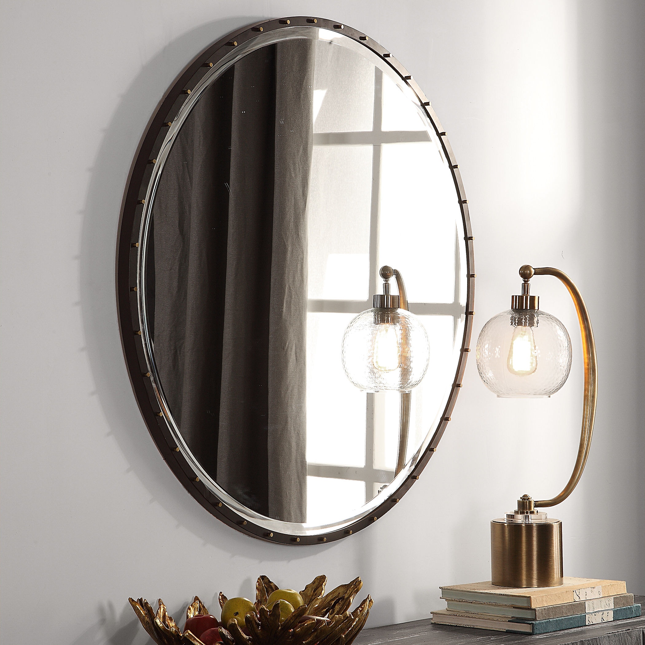 ゆきんこ様　ワイド　グレー　15号ABR Brianza Round Mirror - Uttermost