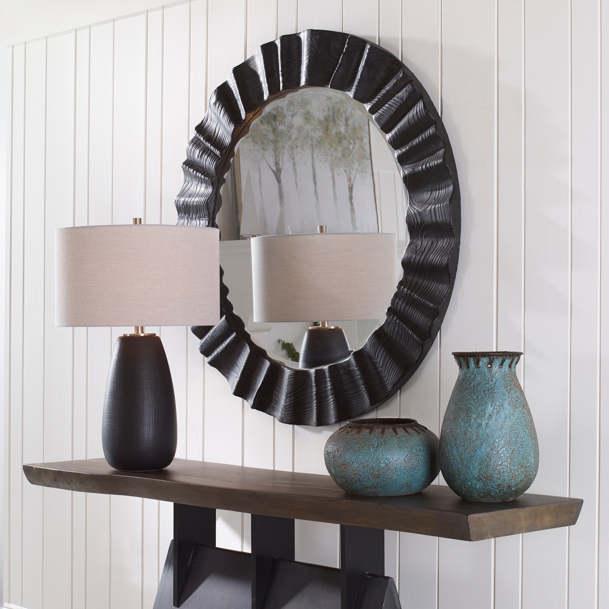 Caribou Dark Espresso Round Mirror UT09798
