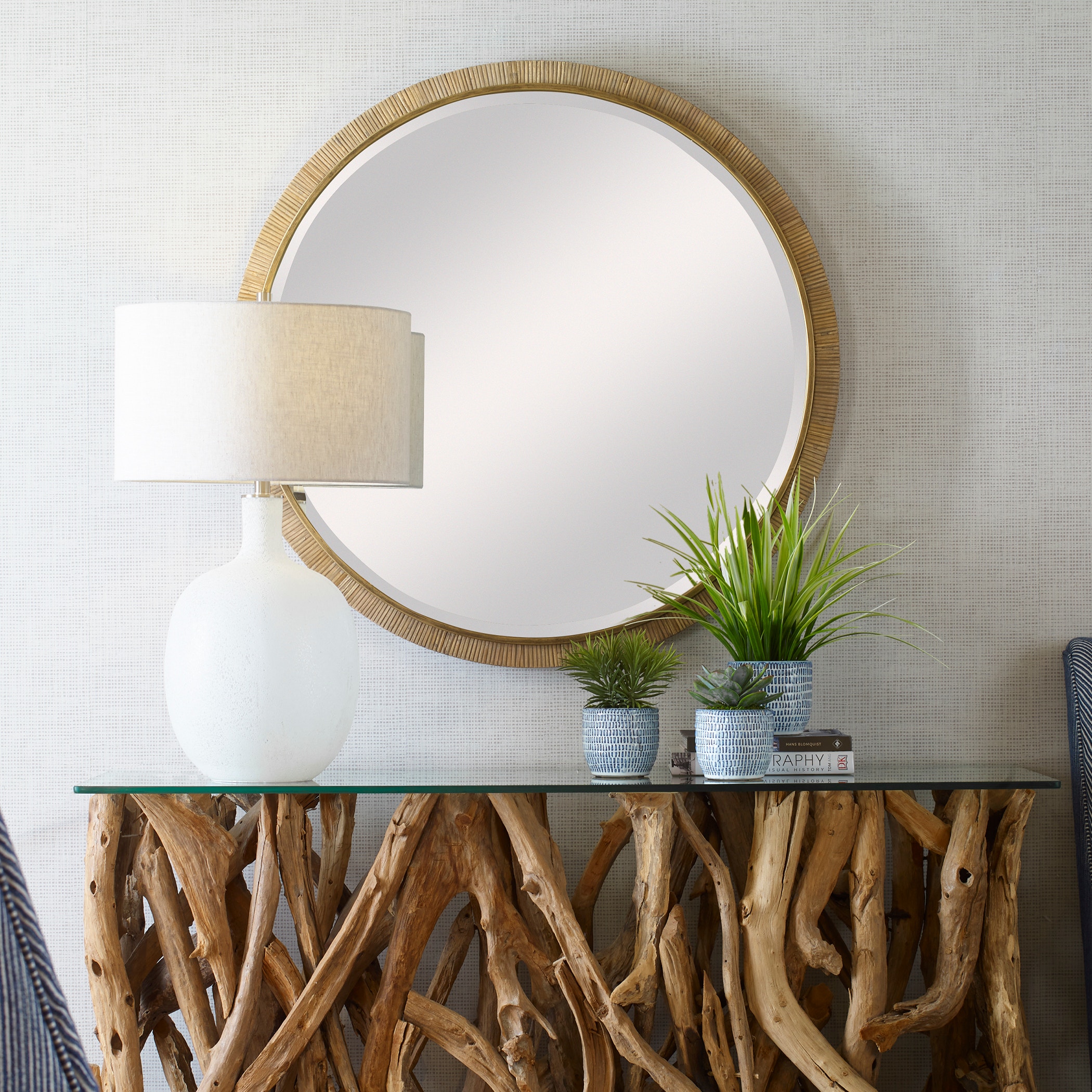 Paradise Round Rattan Mirror UT09849