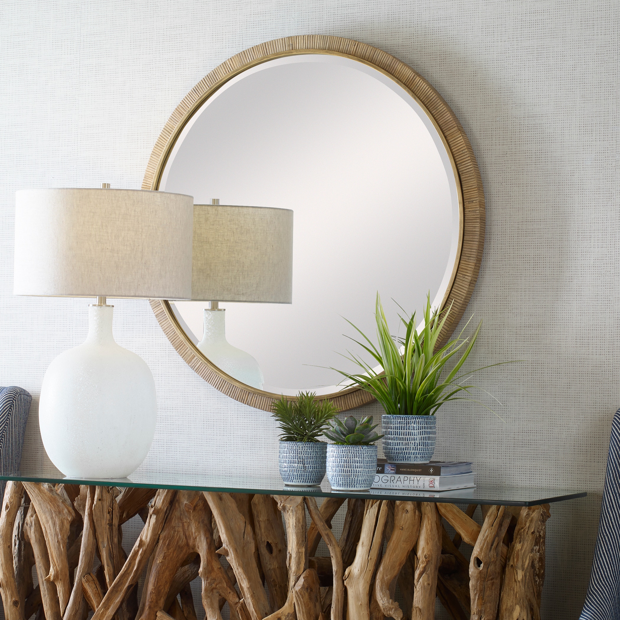 Uttermost Mirrors Paradise Round Rattan Mirror 09849 - FX