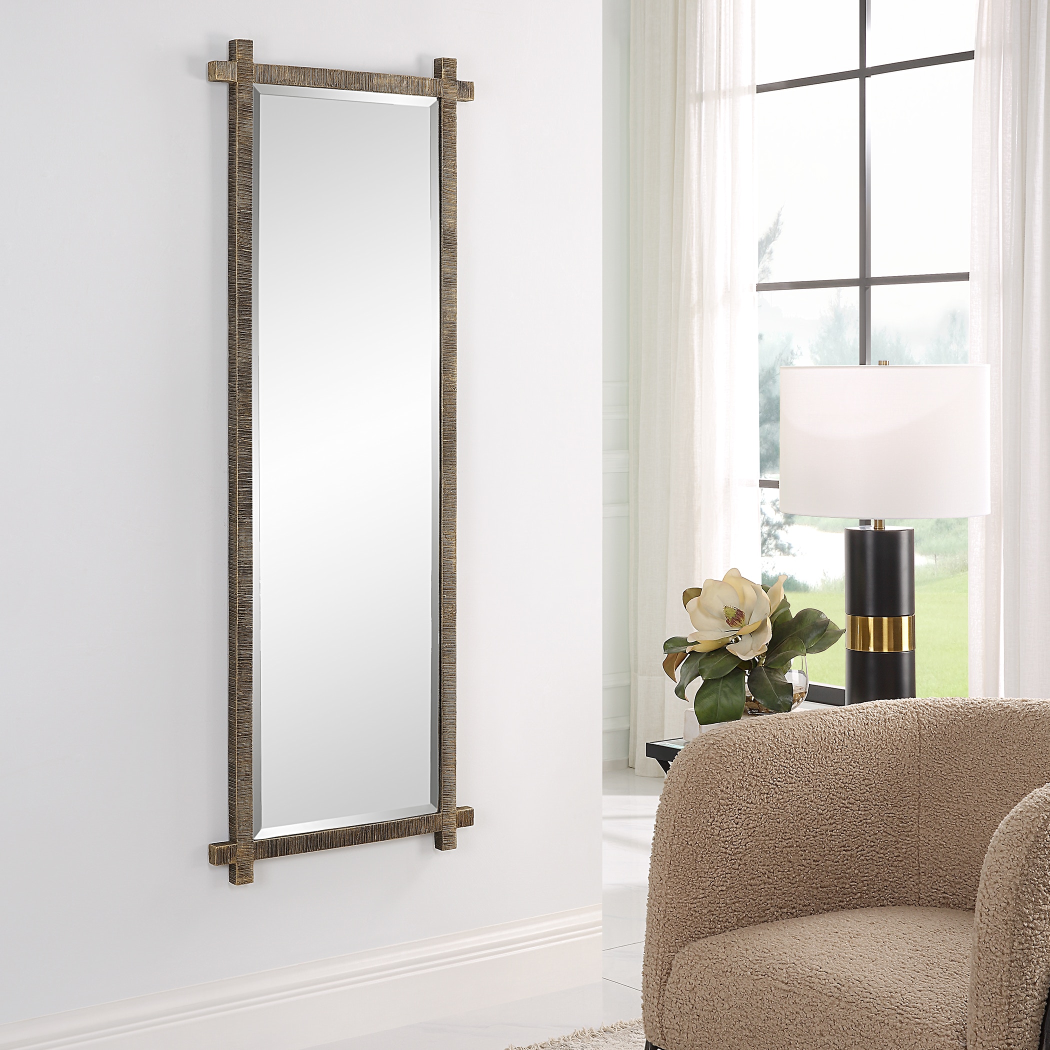 Uttermost Mirrors Abanu Ribbed Gold Dressing Mirror 09917