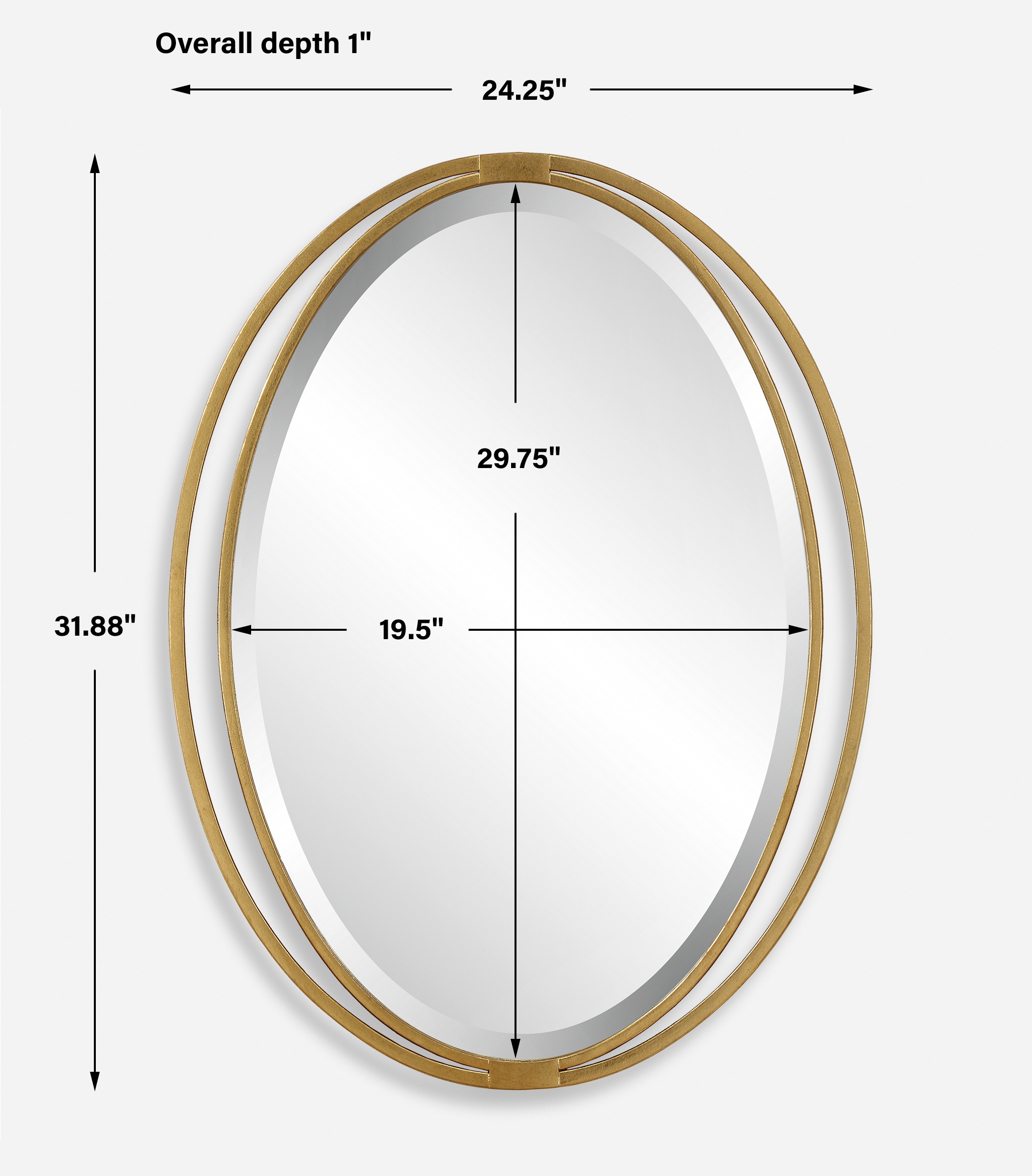 Rhodes Gold Oval Mirror UT09992