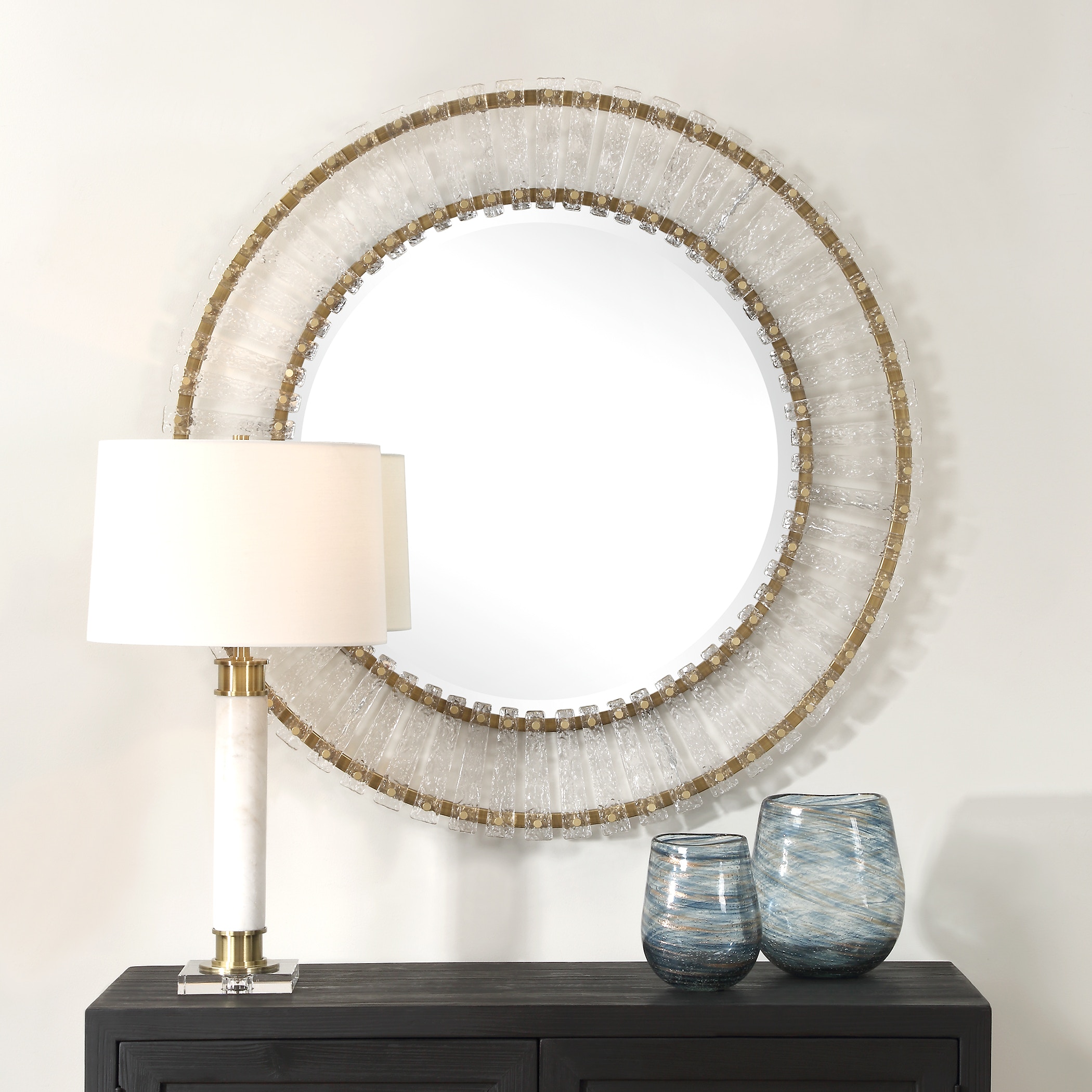 ★★yanamr★★ Uttermost Mirrors Denali Textured Glass Round Mirror 09997
