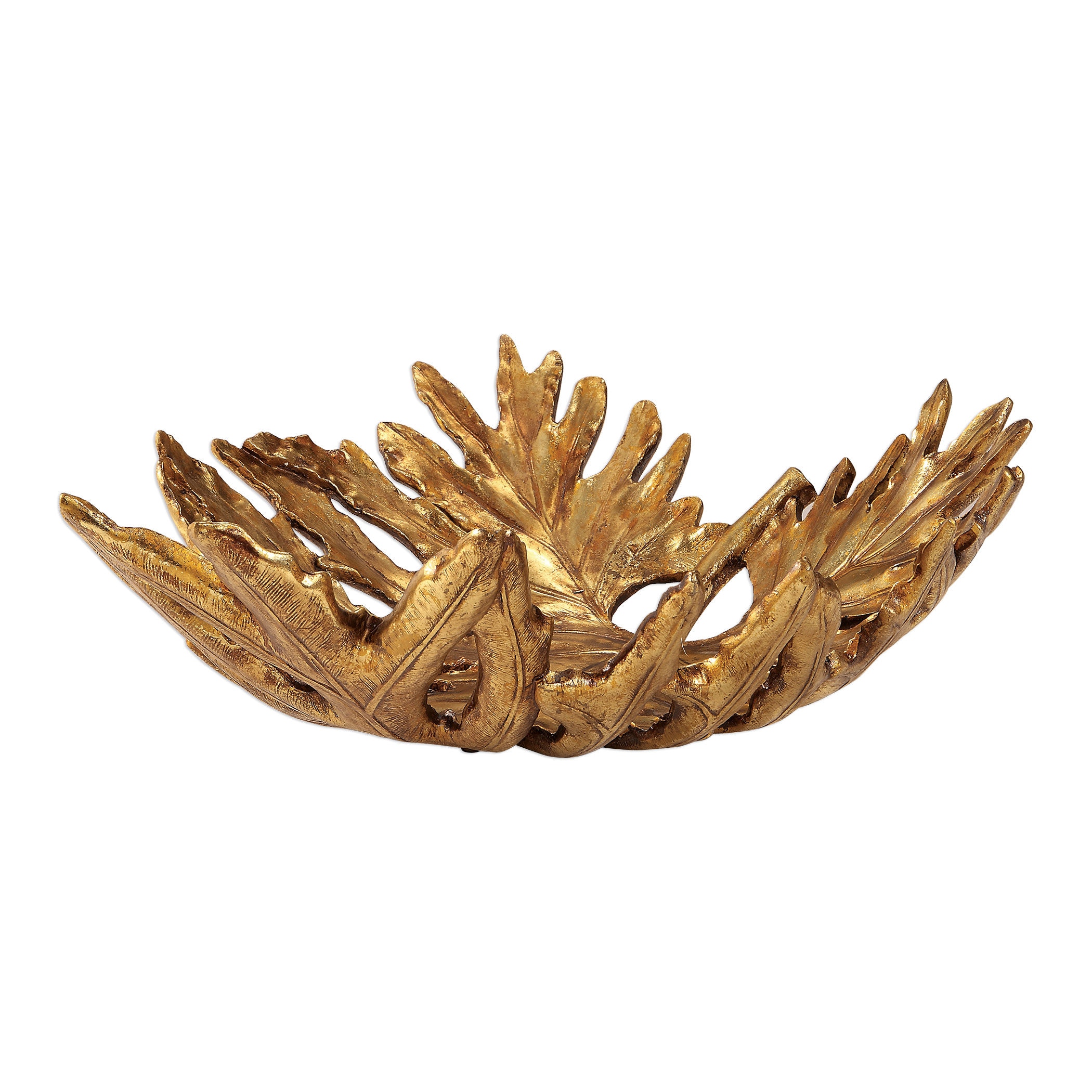 Uttermost Accessories Oak Leaf Metallic Gold Bowl 18615 Wenz Home  Furniture Green Bay, WI