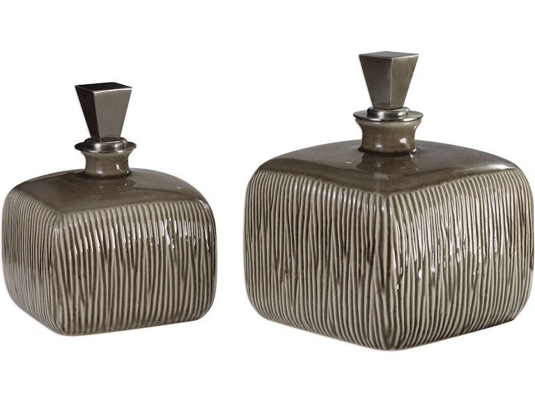 Cayson Ribbed Ceramic Bottles S 2 Ut18938 Uttermost Cayson Ribbed Ceramic Bottles S 2 Ut18938