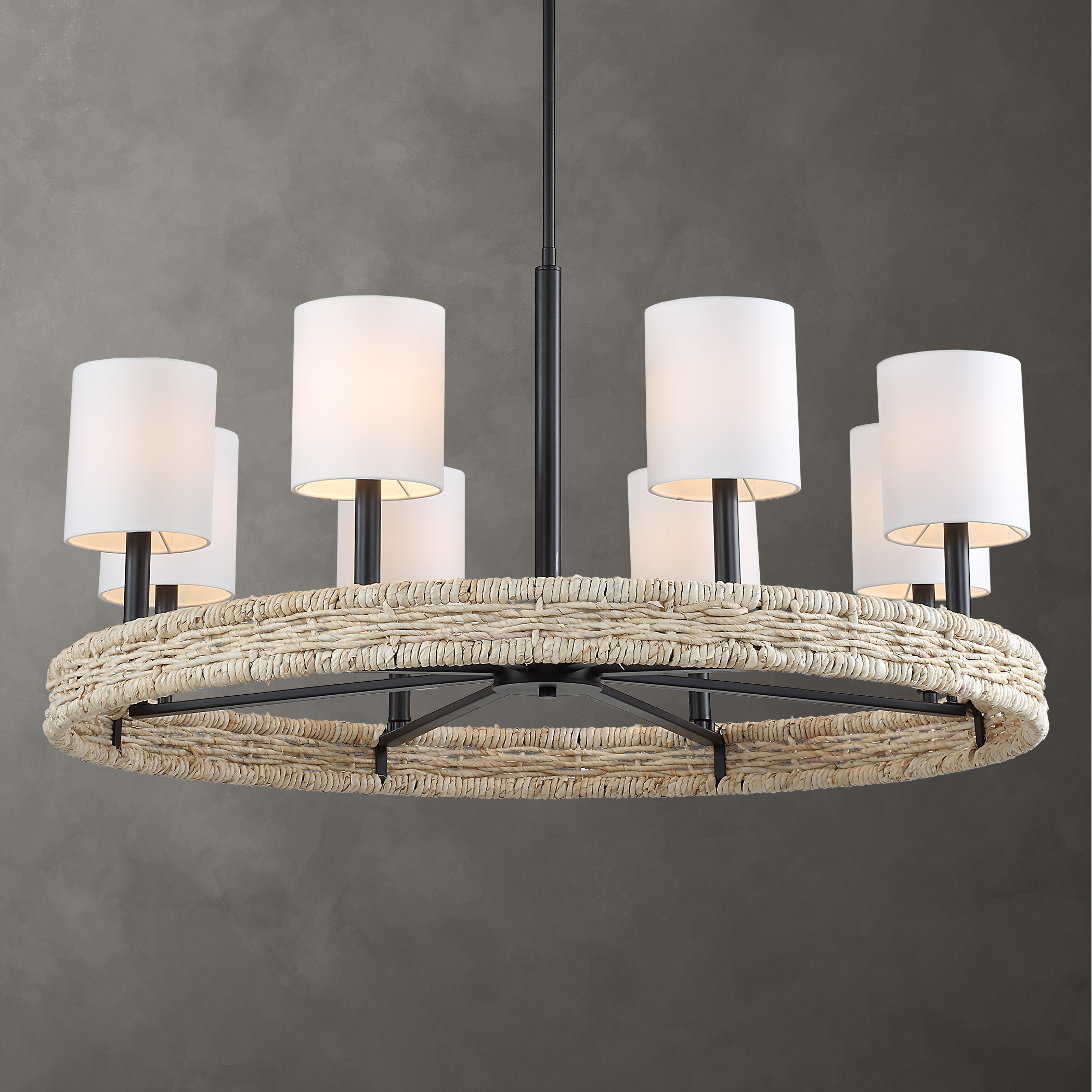 ♡m·····♡ Uttermost Ceiling Lights Faiyam 8 Light Rattan Chandelier