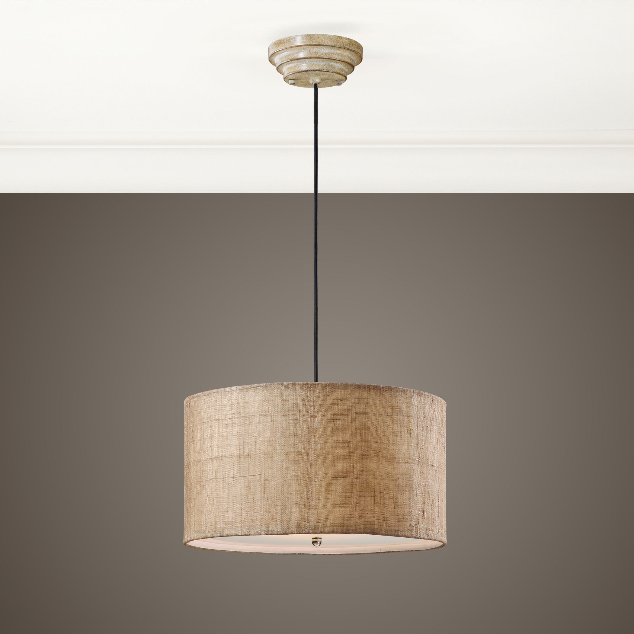 Burlap on sale drum chandelier