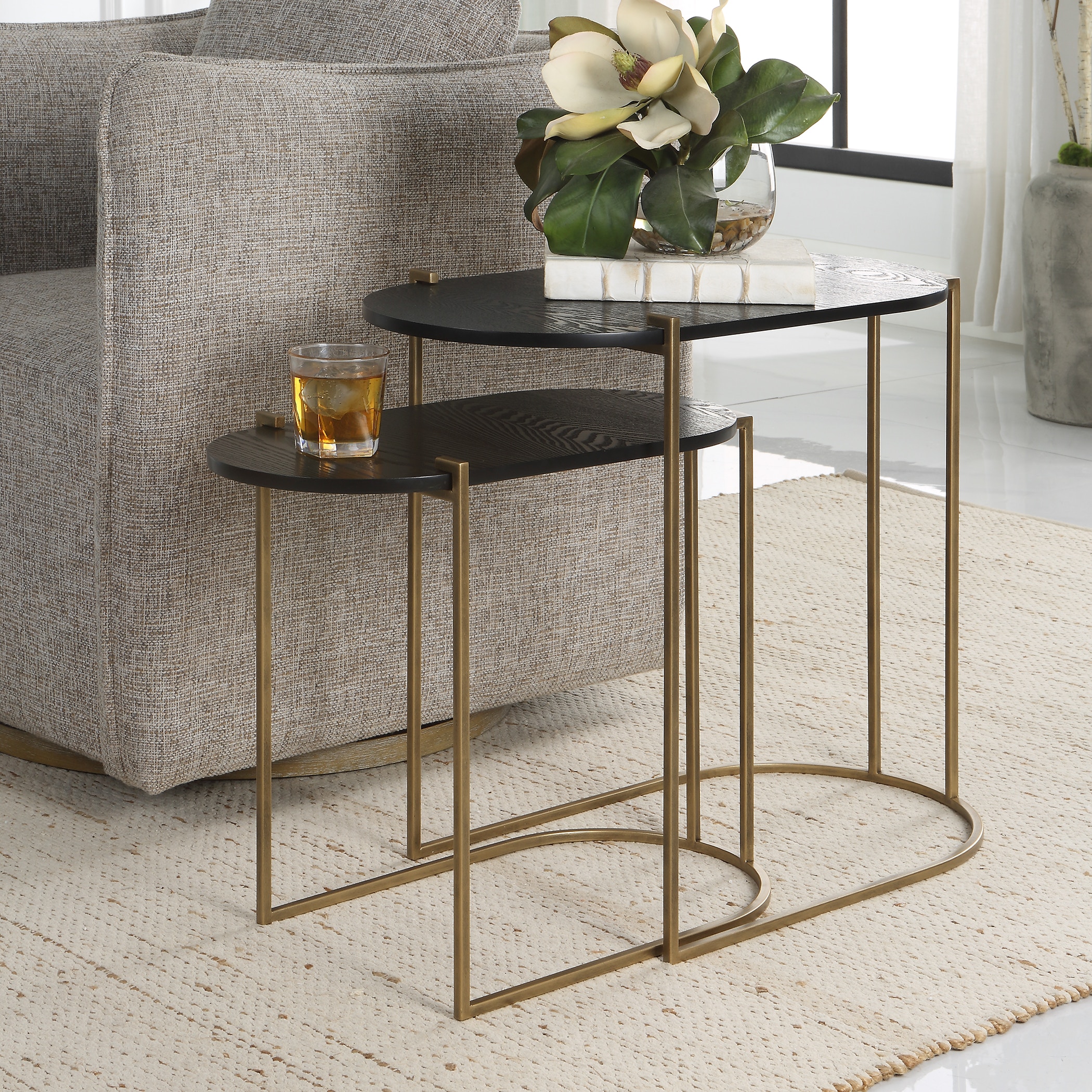 Aztec Wood Nesting Tables Set/2 UT22882