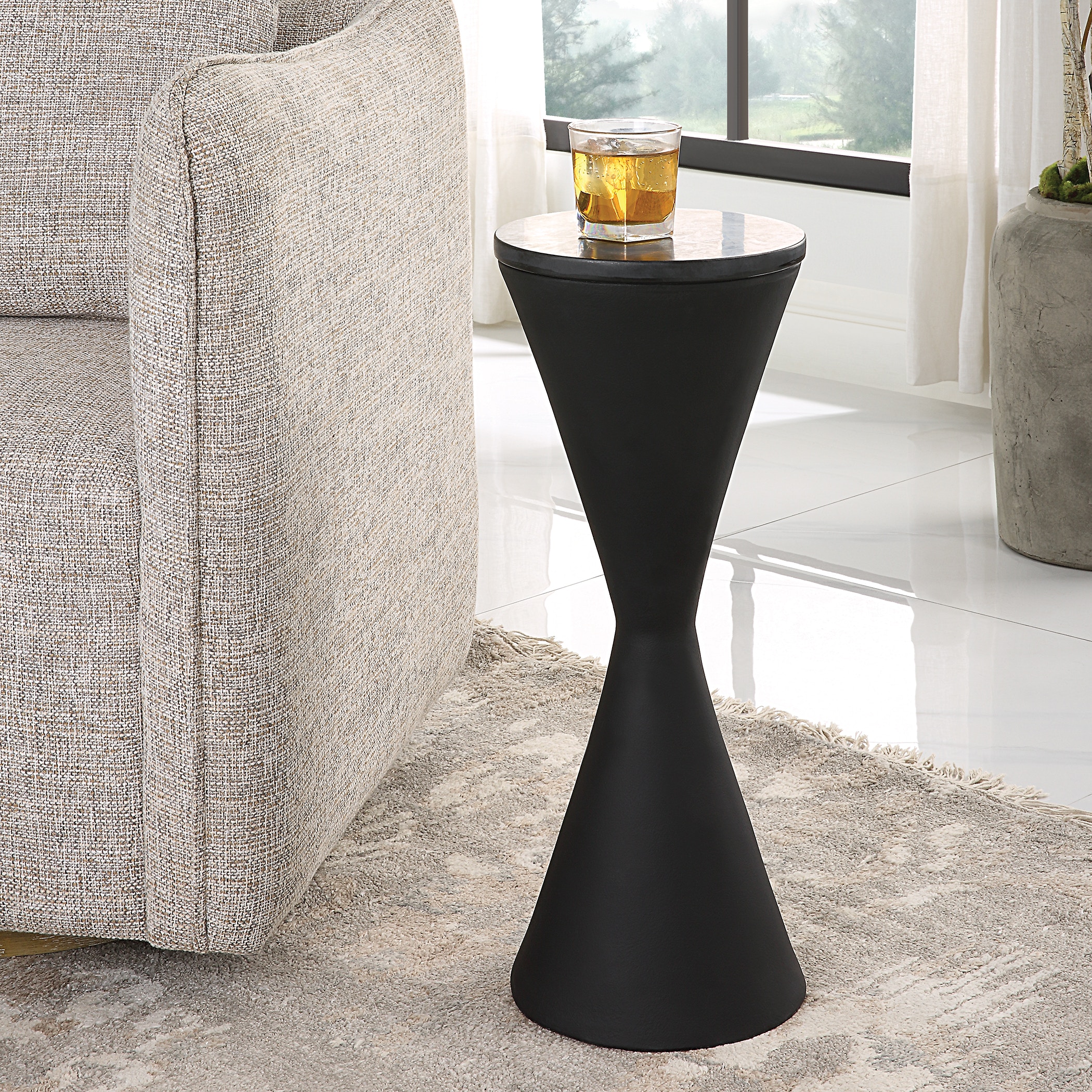 Time's Up Hourglass Shaped Drink Table UT22889
