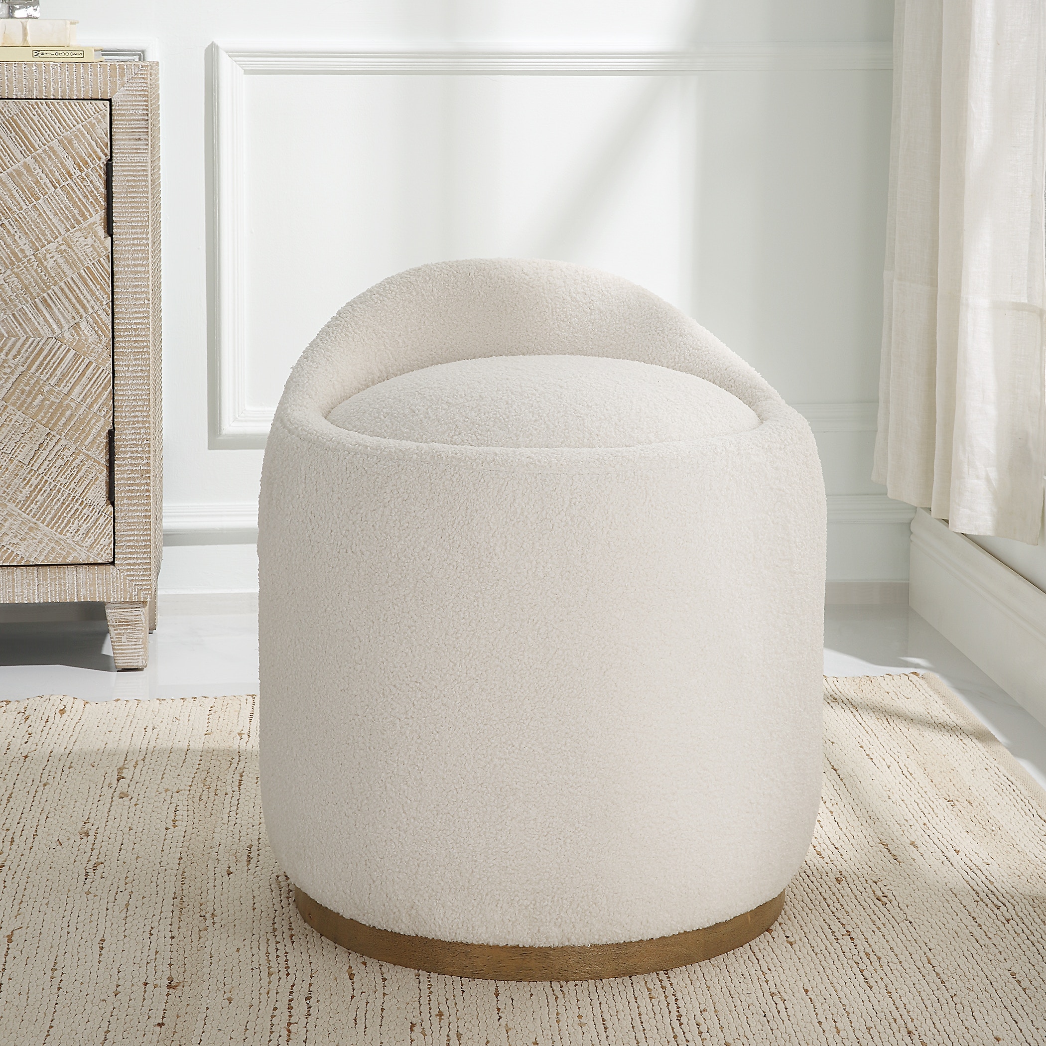 Swirl Swivel Sheepskin Ottoman UT23186