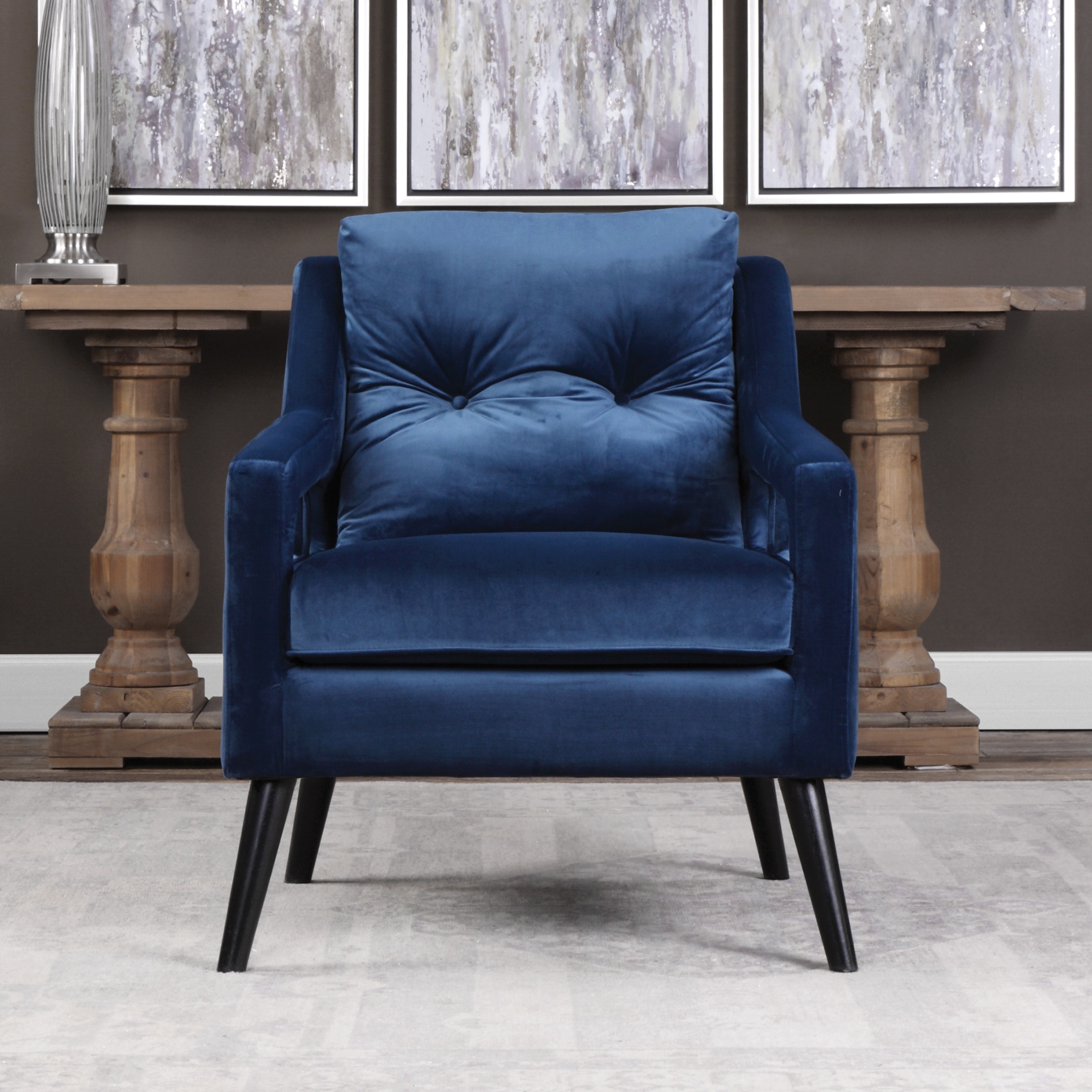 Blue best sale velvet armchair