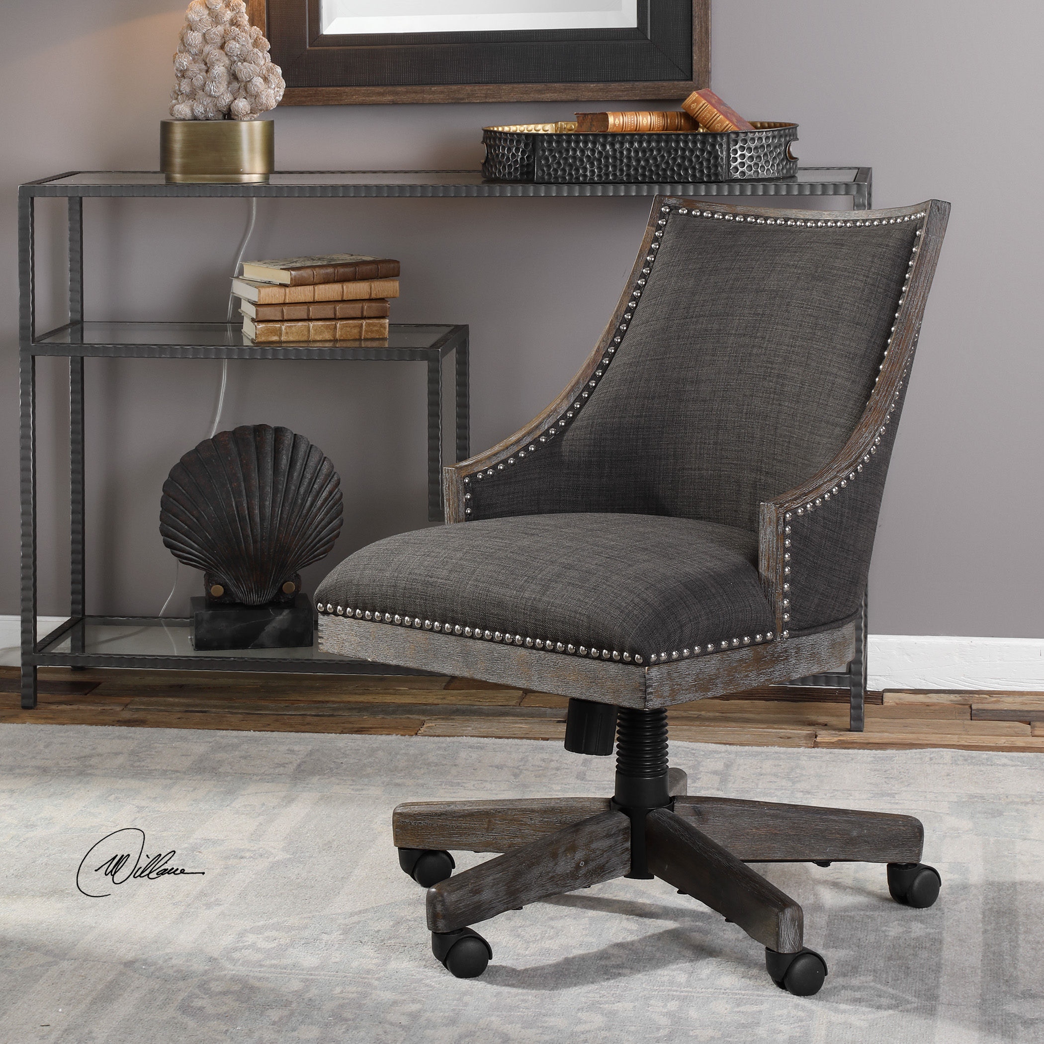 Uttermost Home Office Aidrian Charcoal Desk Chair 23431 Carol House Furniture Maryland Heights