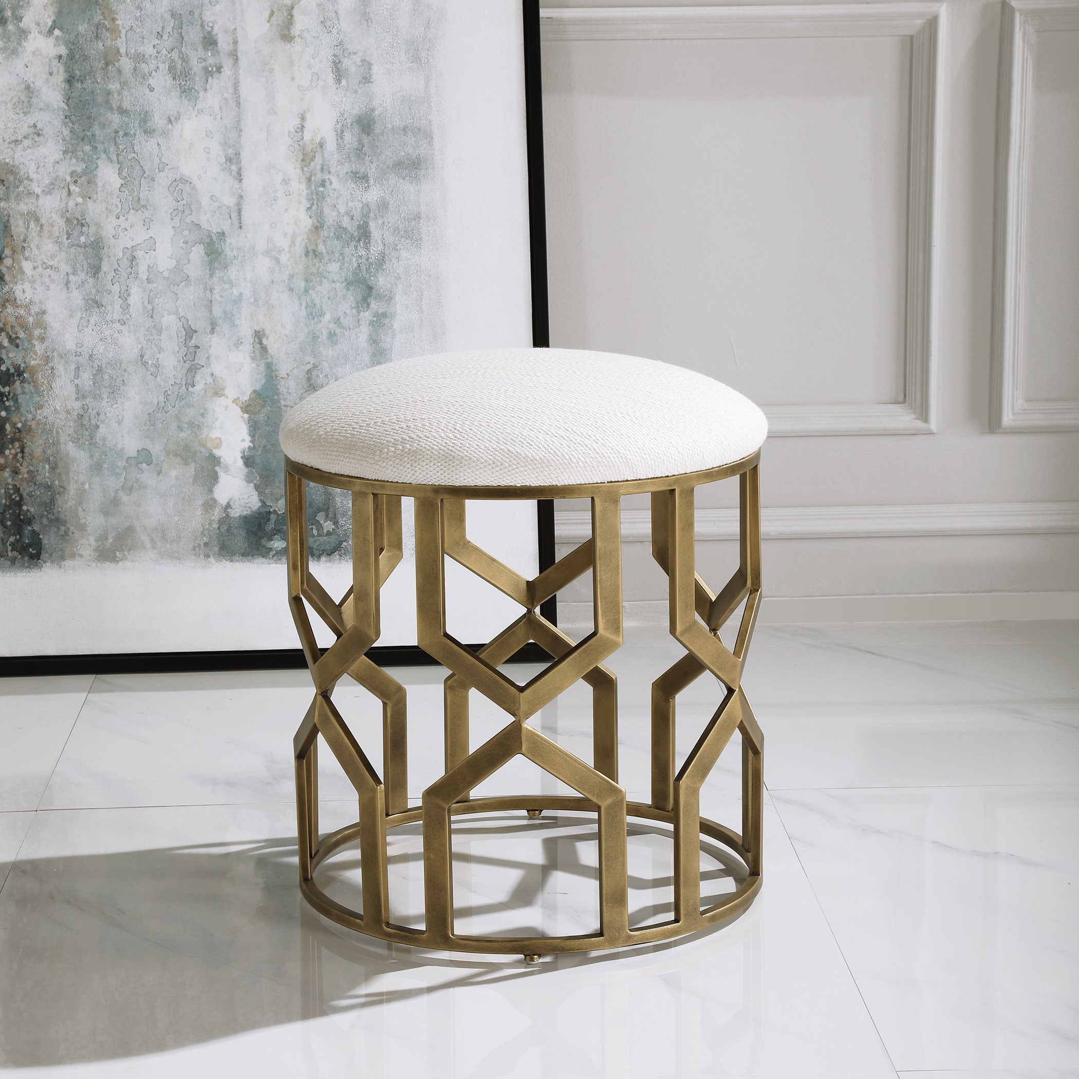 （ひめプリン） Stainless Triangle Stool Trellis Geometric Accent Stool UT23579