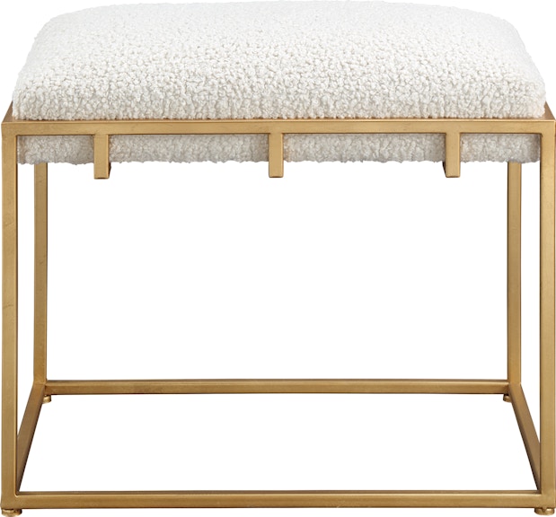 Uttermost Paradox Small Gold and White Shearling Bench 23663 23663