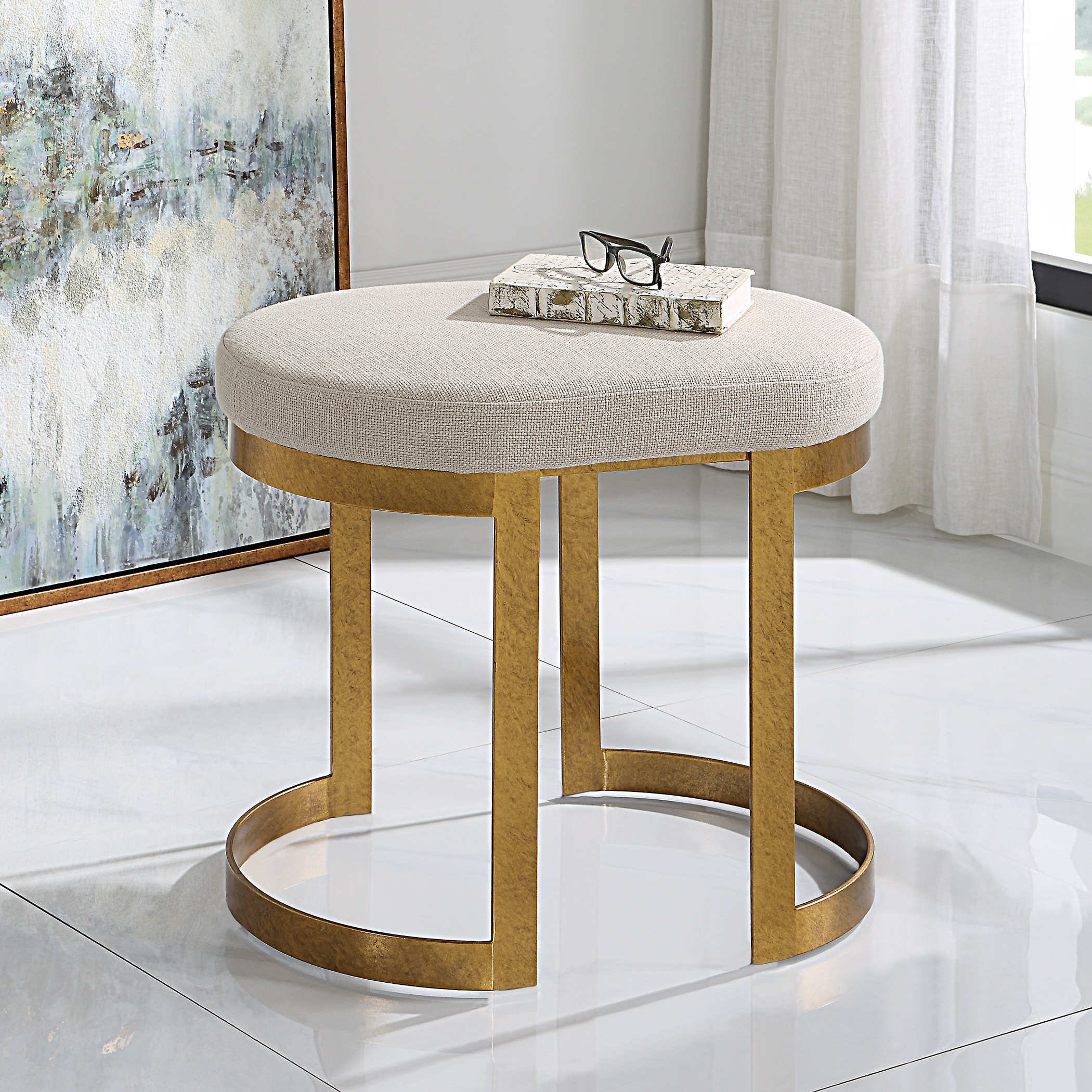 Infinity Gold Accent Stool UT23698