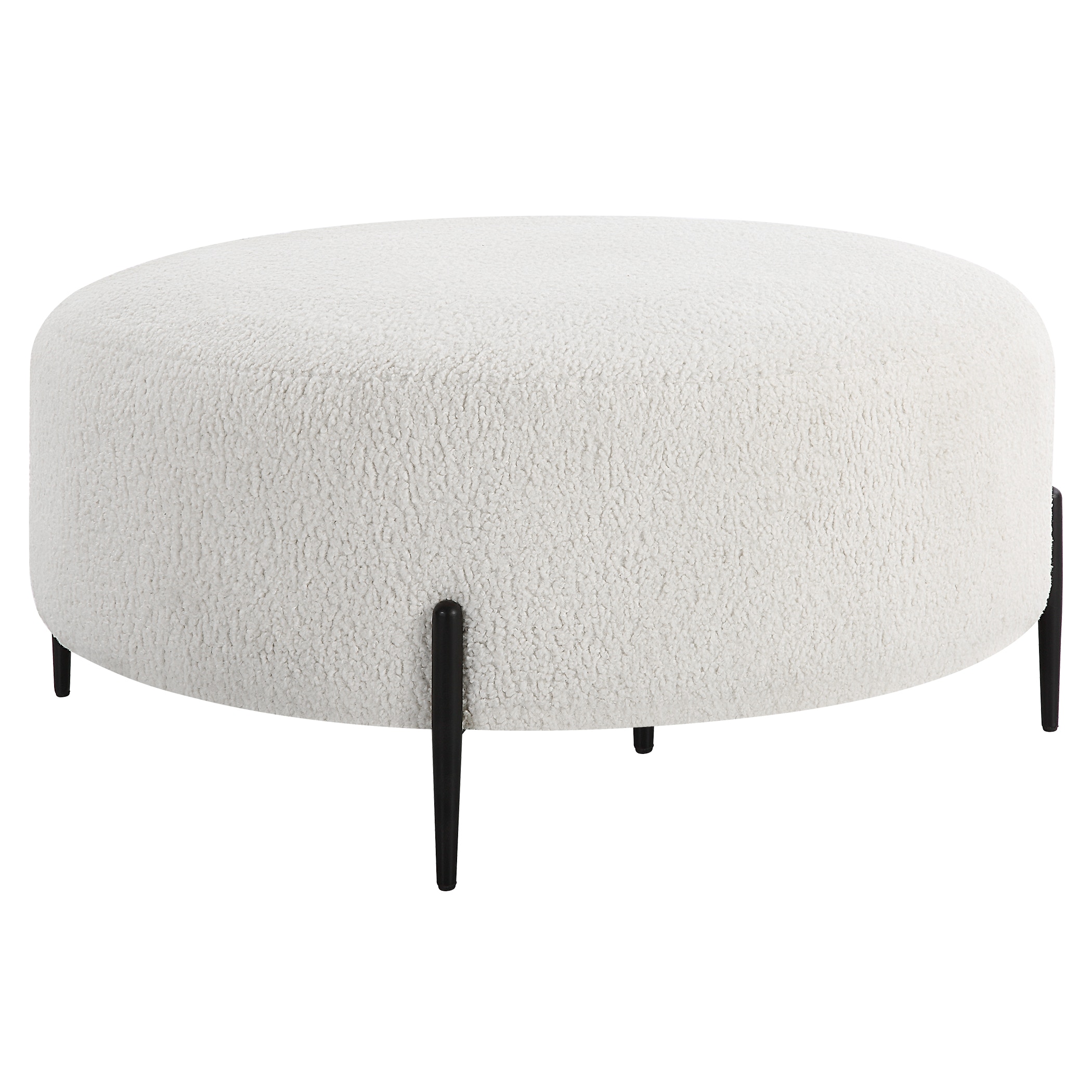 Large white store round ottoman