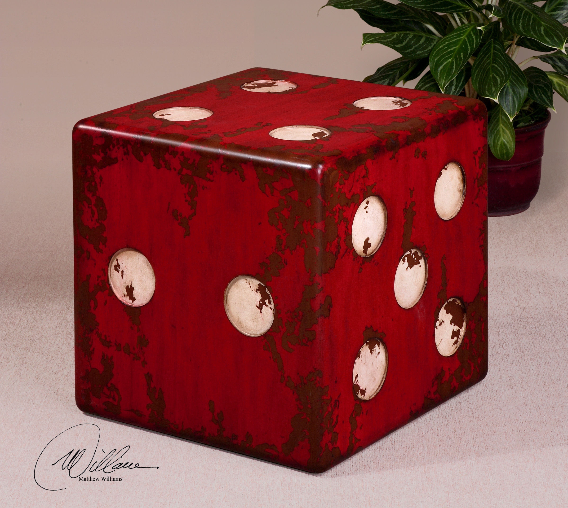 Dice Red Accent Table UT24168