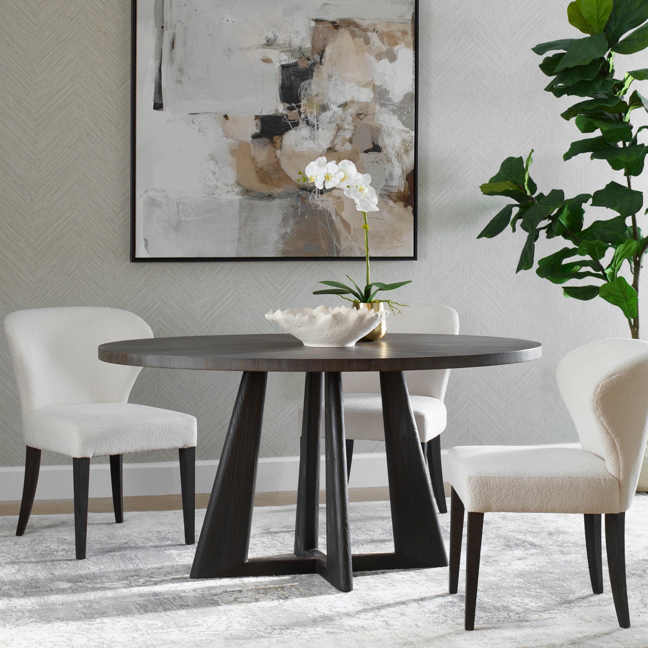 Uttermost Casual Dining Pulsar Round Gray Walnut Dining Table
