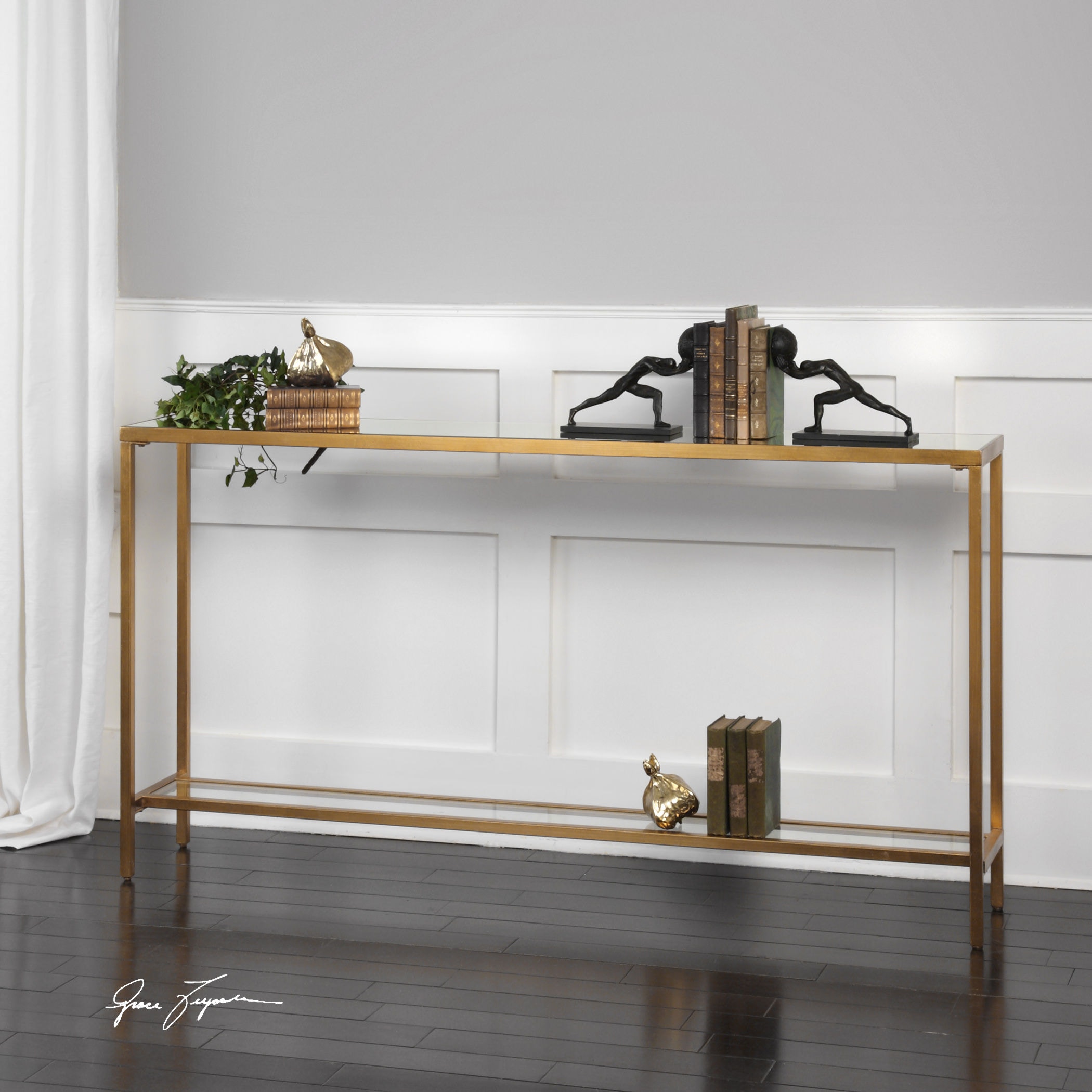 uttermost gold console table