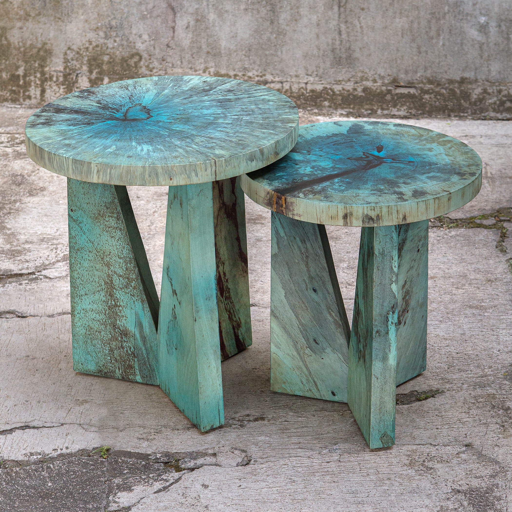 Blue nesting store tables