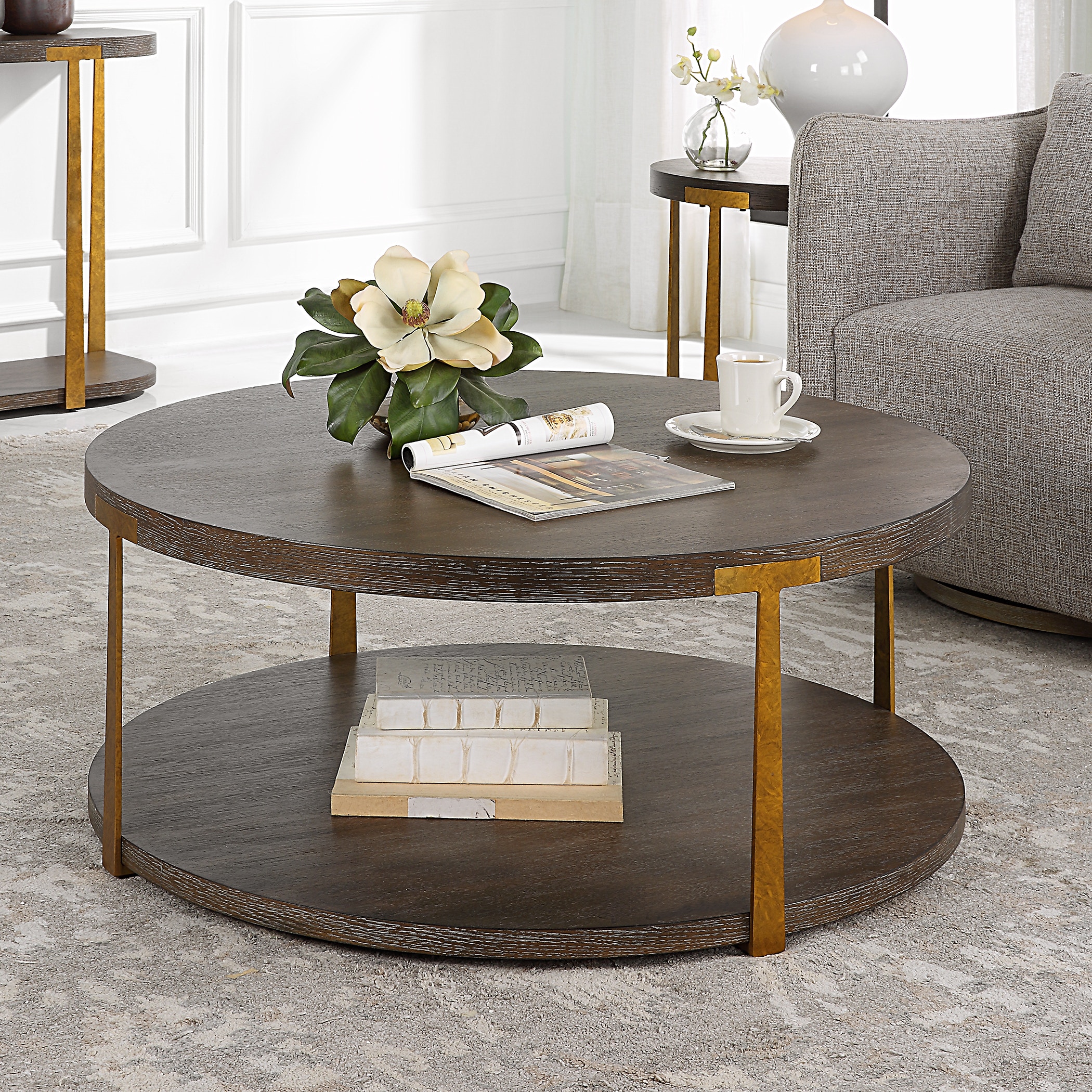 Uttermost Living Room Palisade Round Wood Coffee Table 25555 Carol