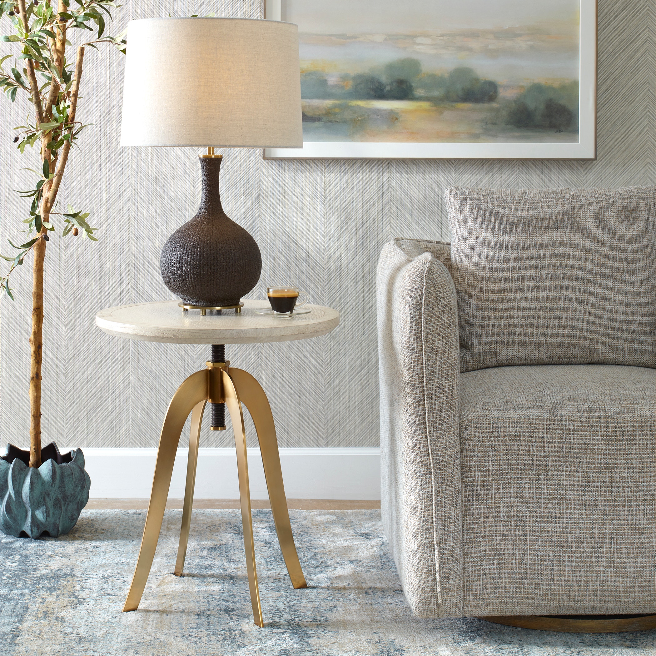 Uttermost Living Room Alice Oak Adjustable Accent Table 25942