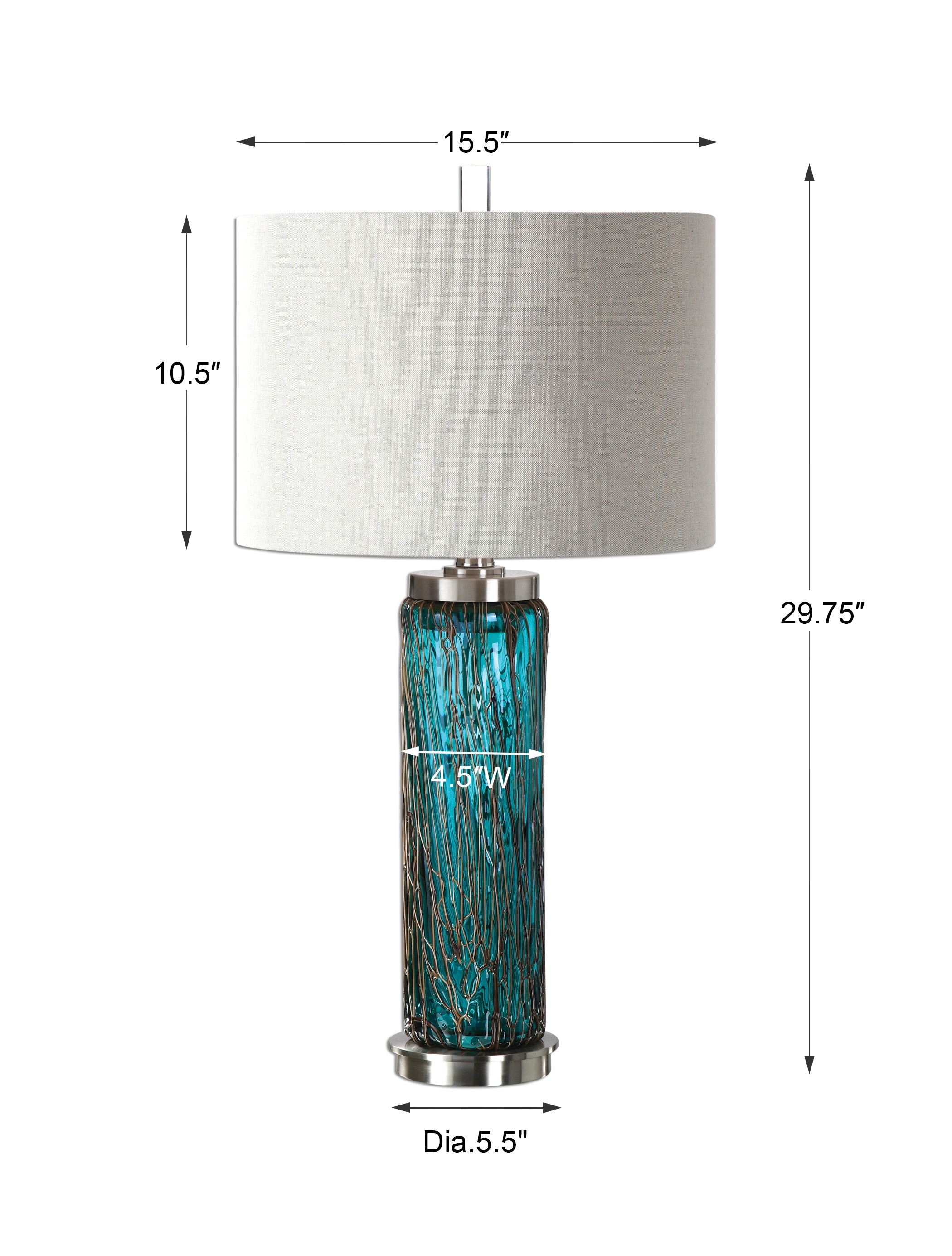 Uttermost Table and Floor Lamps Almanzora Blue Glass Lamp 27087-1